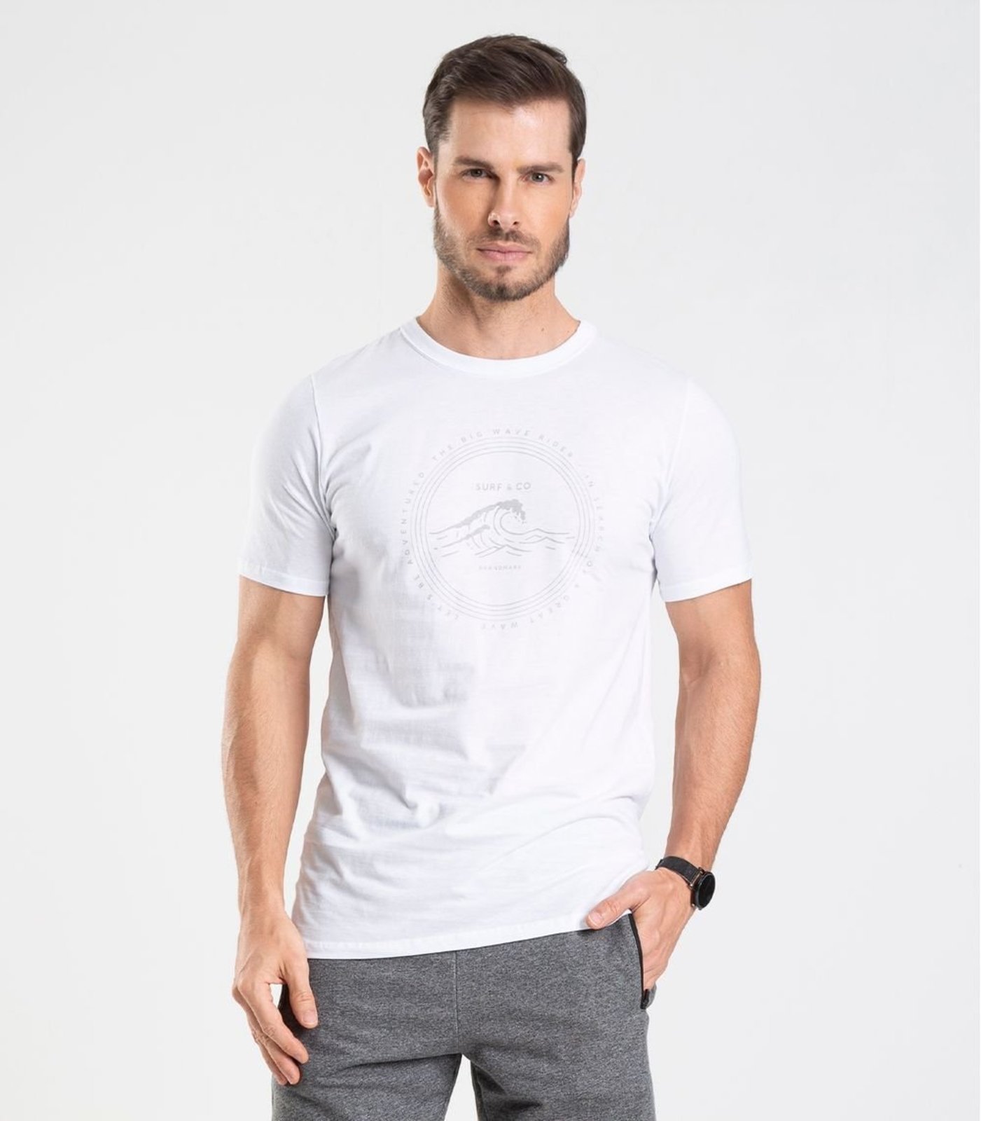 Camiseta Meia Malha Masculina Diametro Branco