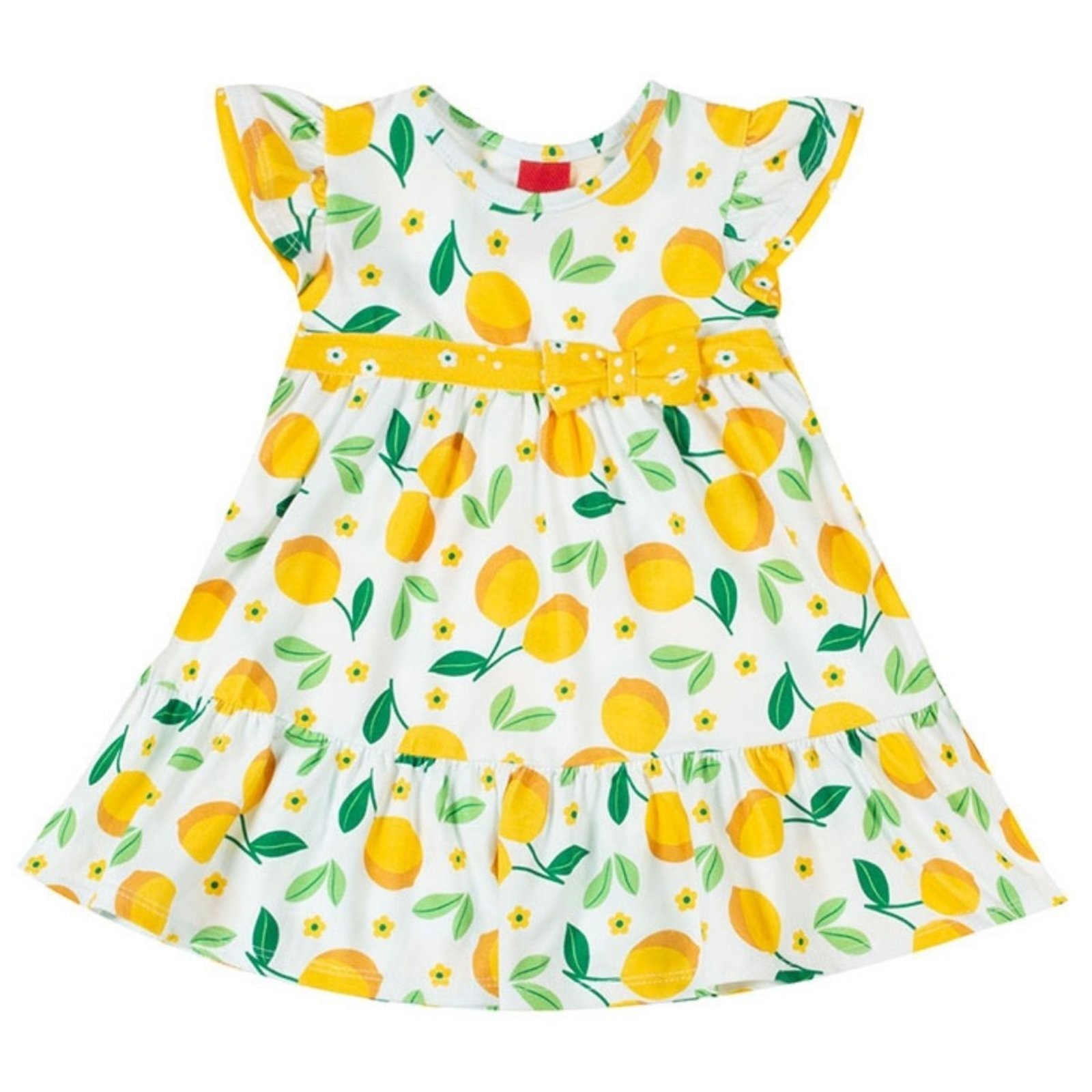 Vista 3 Infantil - Vestido Kyly Manga Curta Limões branco Kyly branco