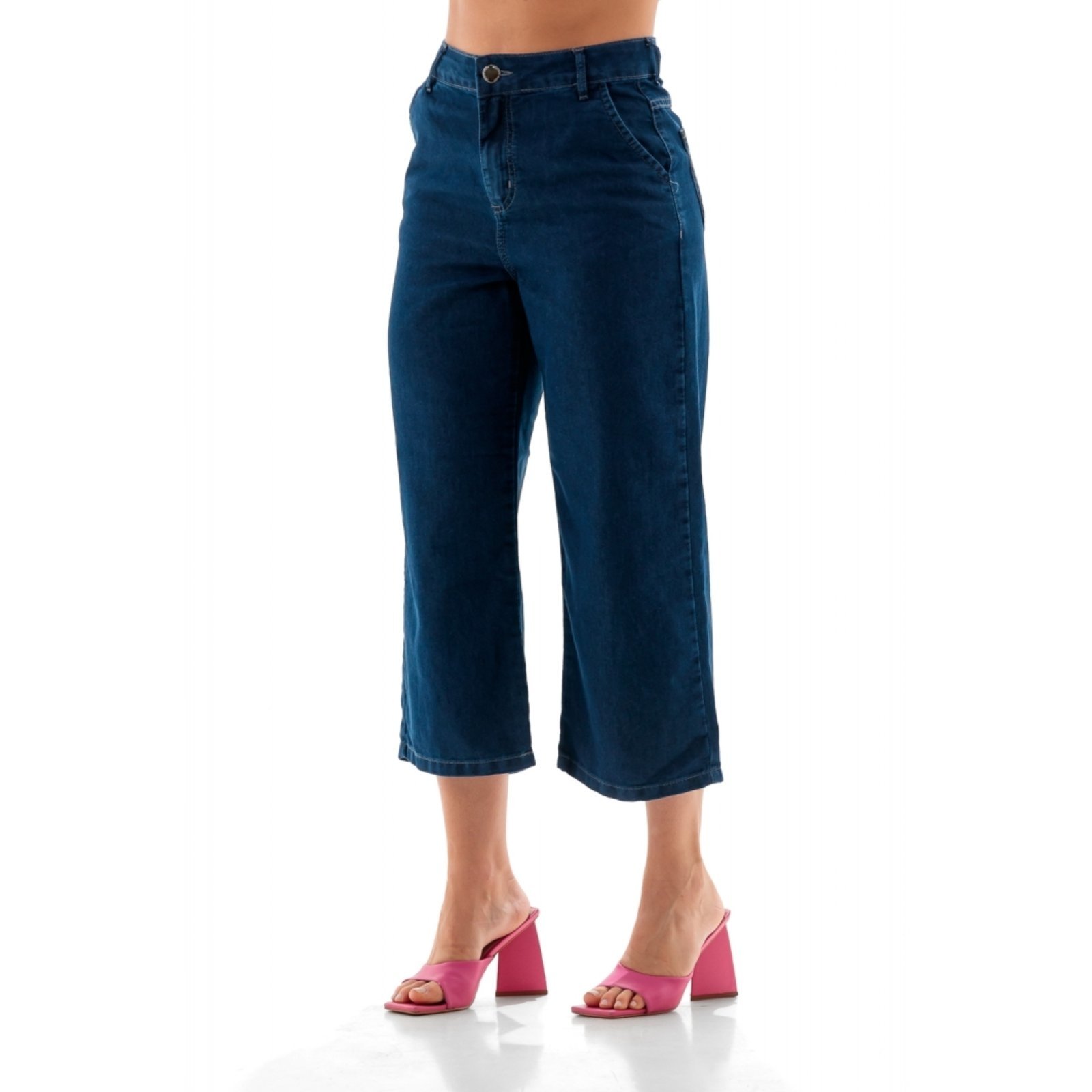 Pantacourt Jeans Feminina Slim Basica
