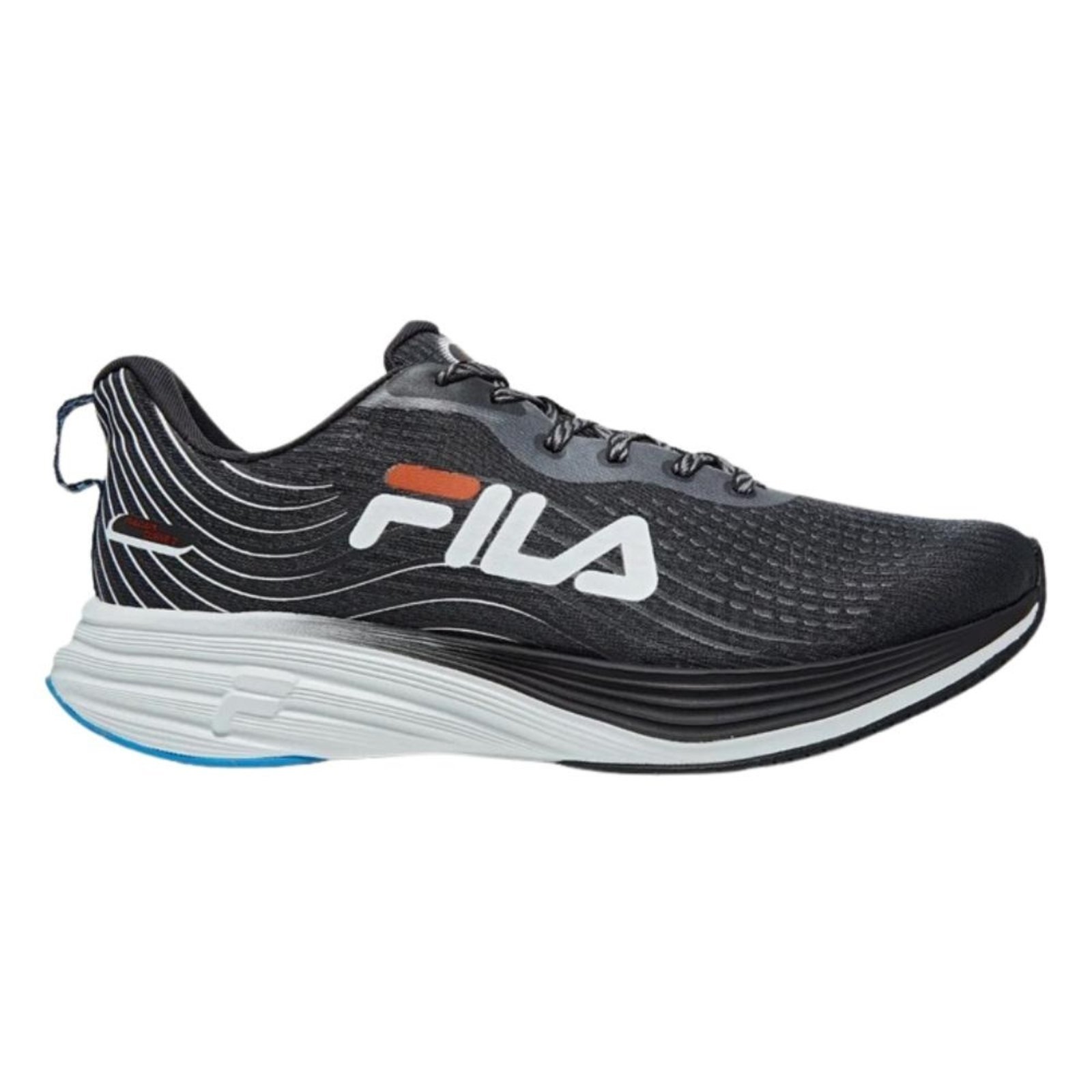 Vista 2 Tênis Fila Racer Curve 2 Masculino - Preto/laranja/azul preto azul Fila preto azul