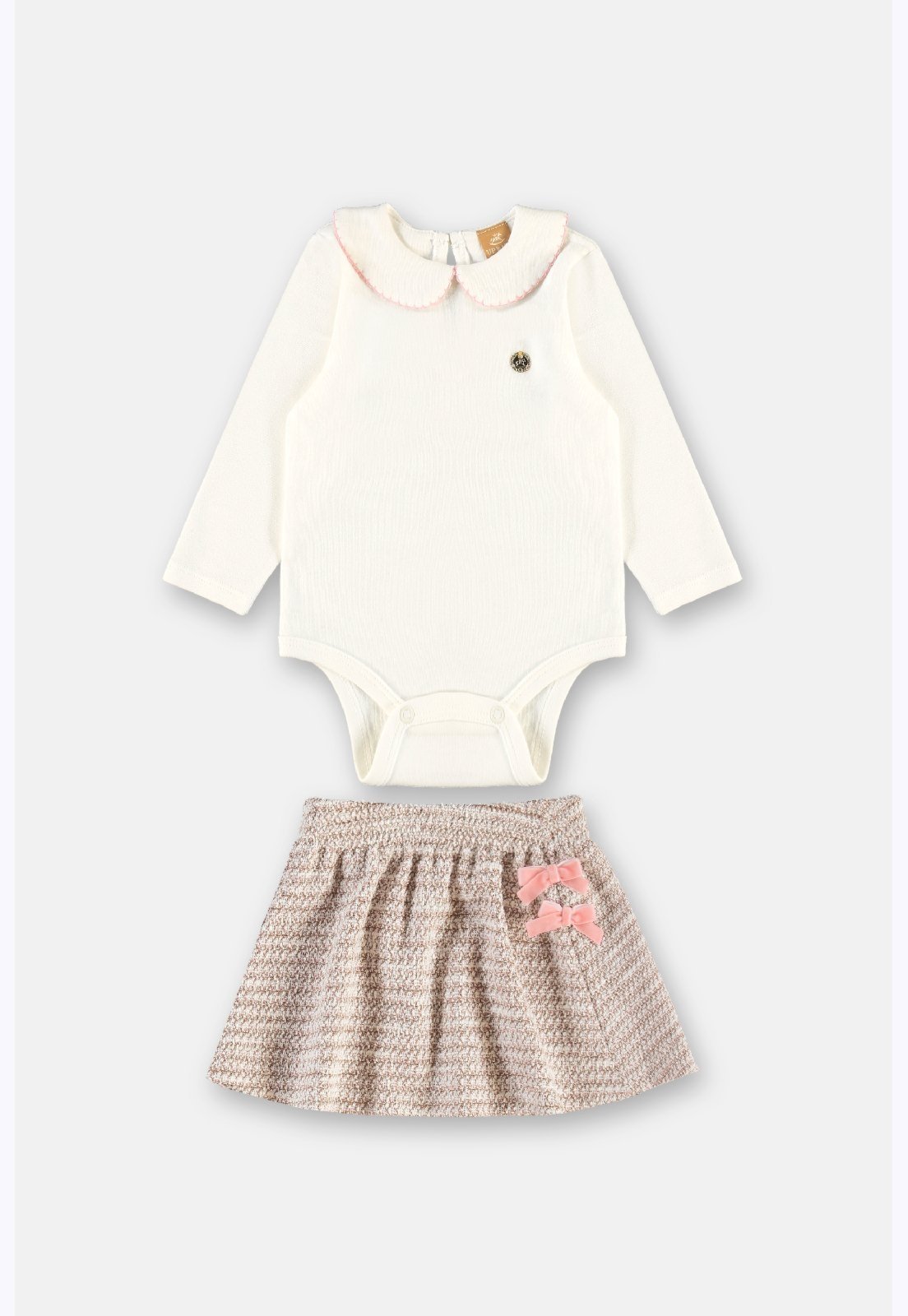 Infantil - Conjunto Body Saia Tweed Up Baby Rosa