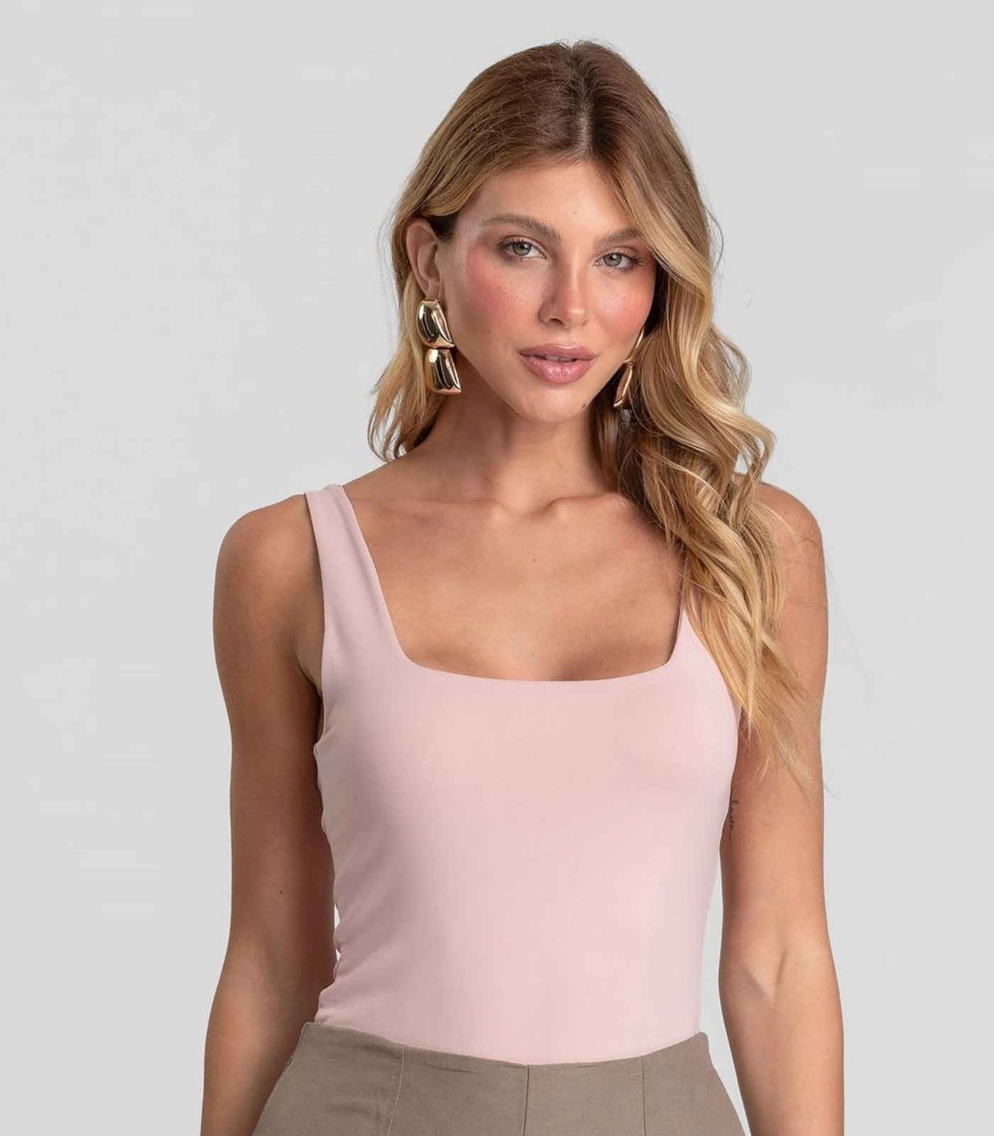 Body Feminino Poliamida Decote U Nas Costas Dianna Rosa