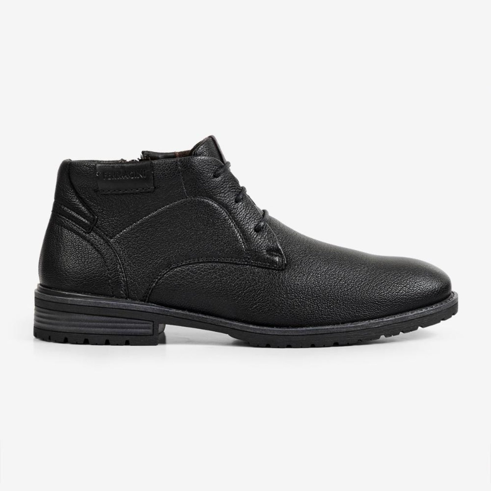Bota Coturno Masculino Couro Legítimo Ferracini Bagda Confortável Antiderrapante Preto 9620-665A