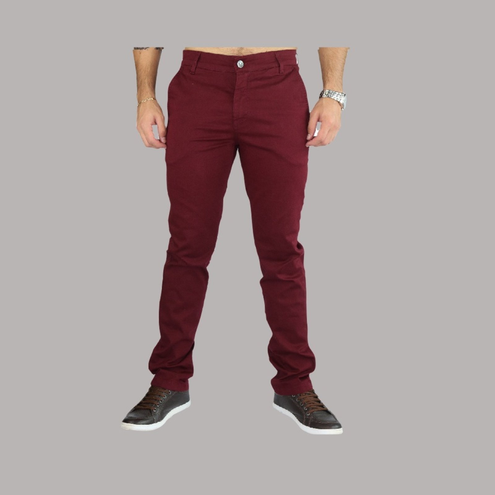Calça Sarja Amil Esporte fino Cordoba Bordo