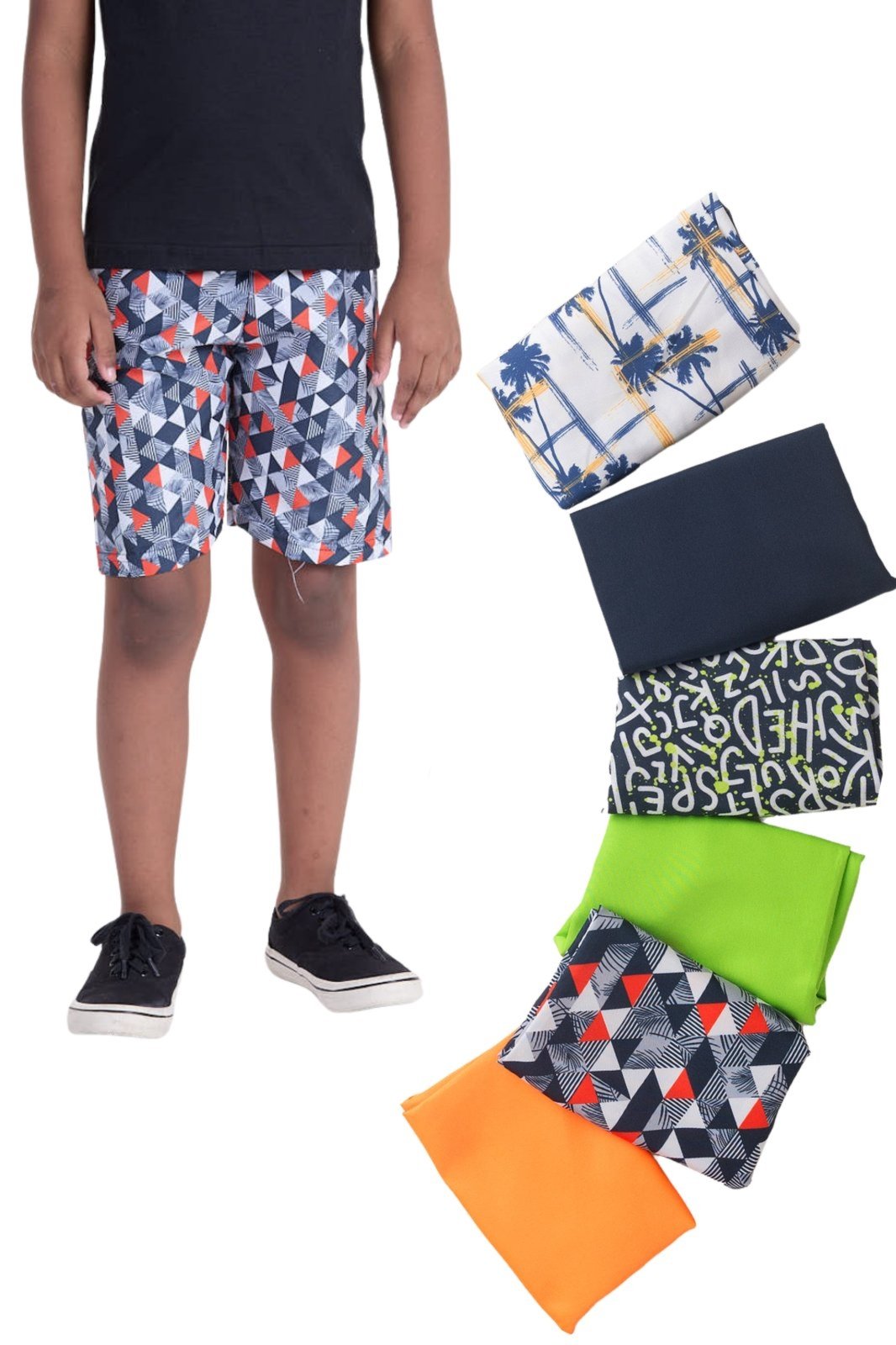 Infantil – Kit Sortido 5 Bermudas Estampadas – Tamanho 2 ao 12