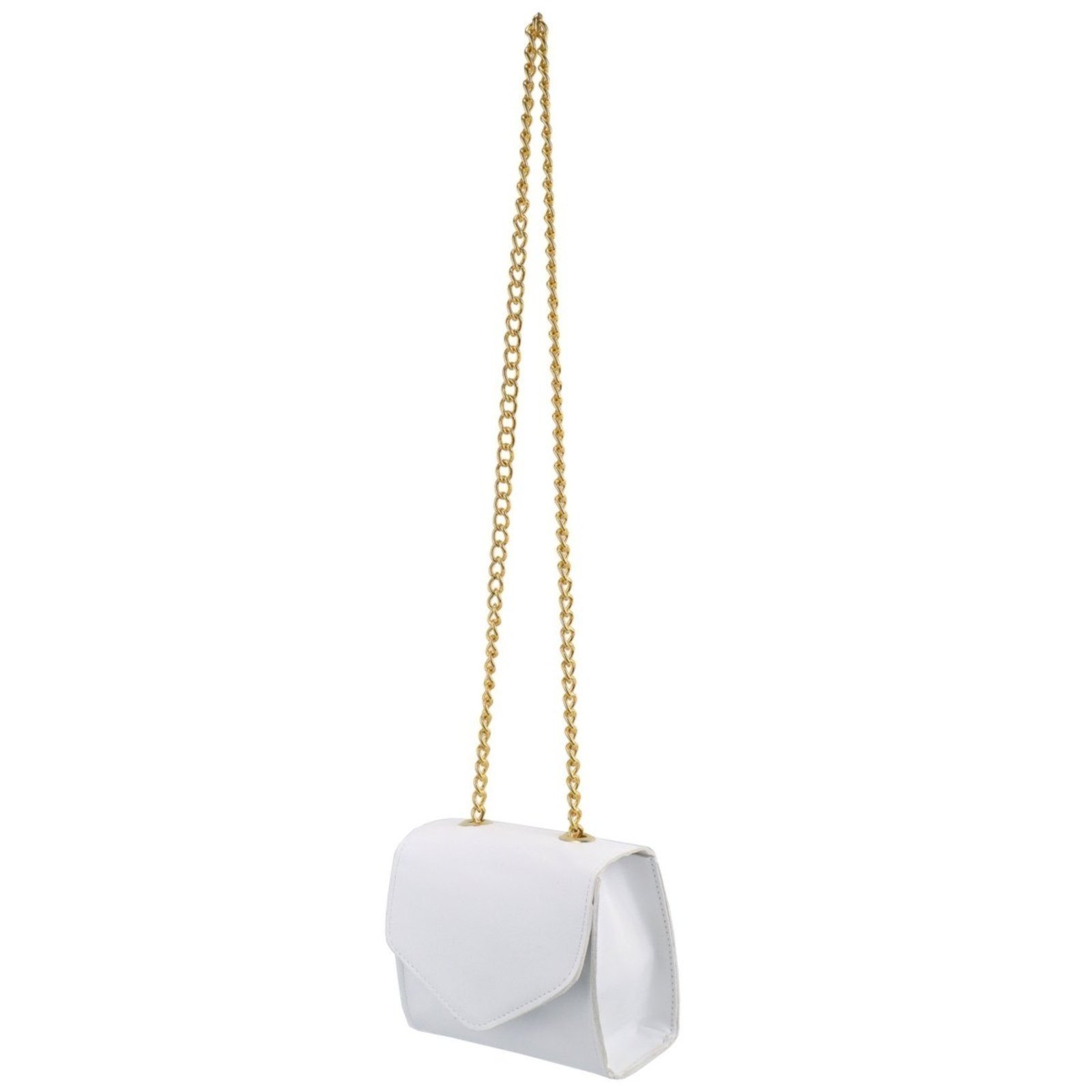 Vista 3 Bolsa Feminina Pequena Lavini Metalizada de Alça Corrente Branca Lavini Shoes branco Lavini Shoes branco