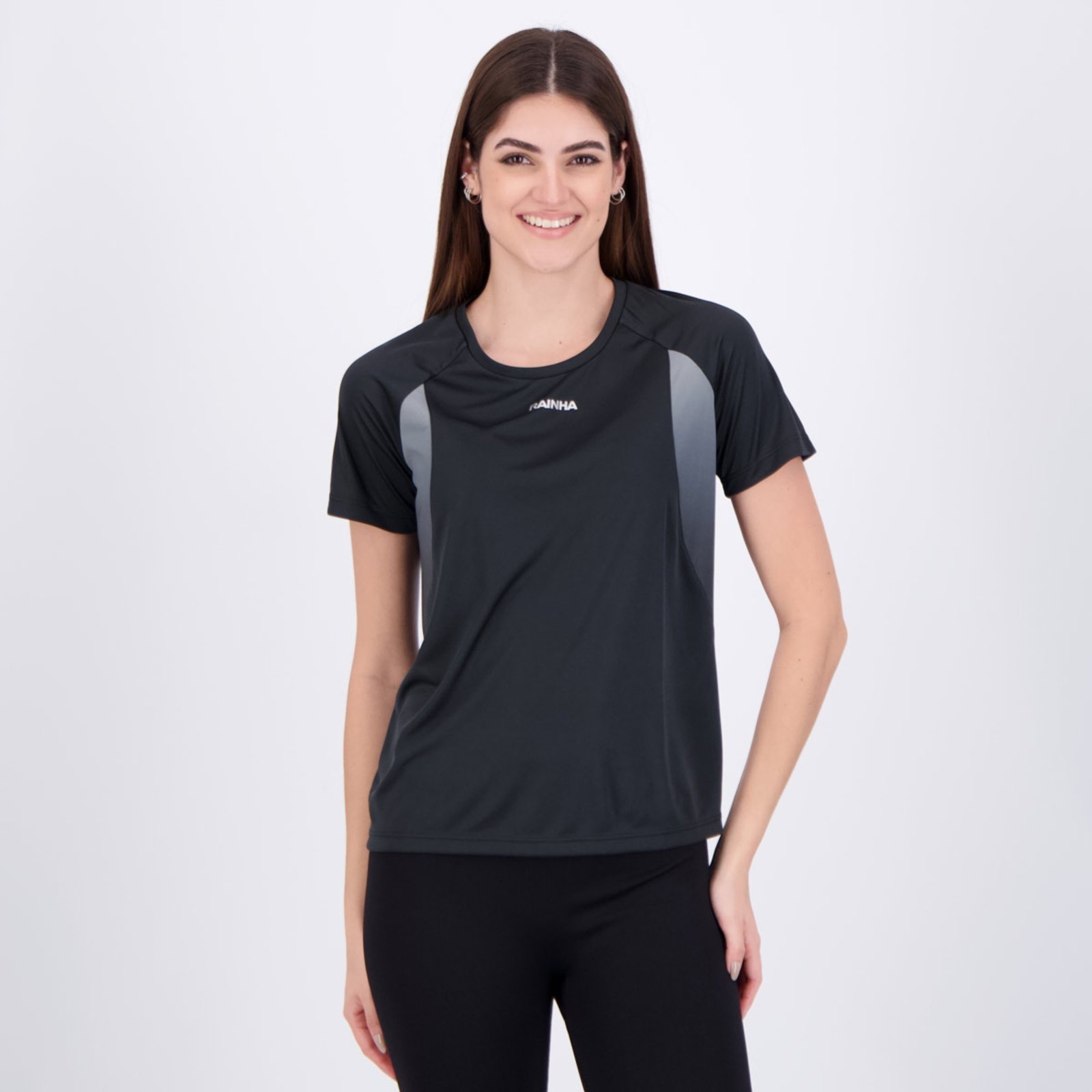 Camiseta Rainha Degrade Feminina Preta e Cinza
