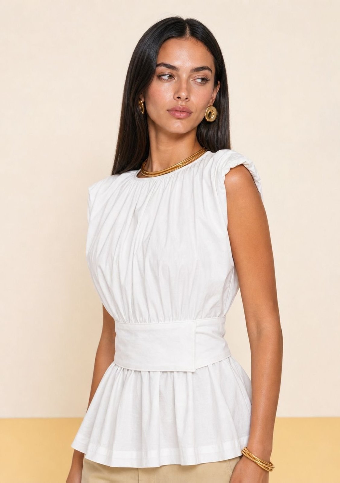 Top Zinco Decote Reto Sem Alça - Off-white