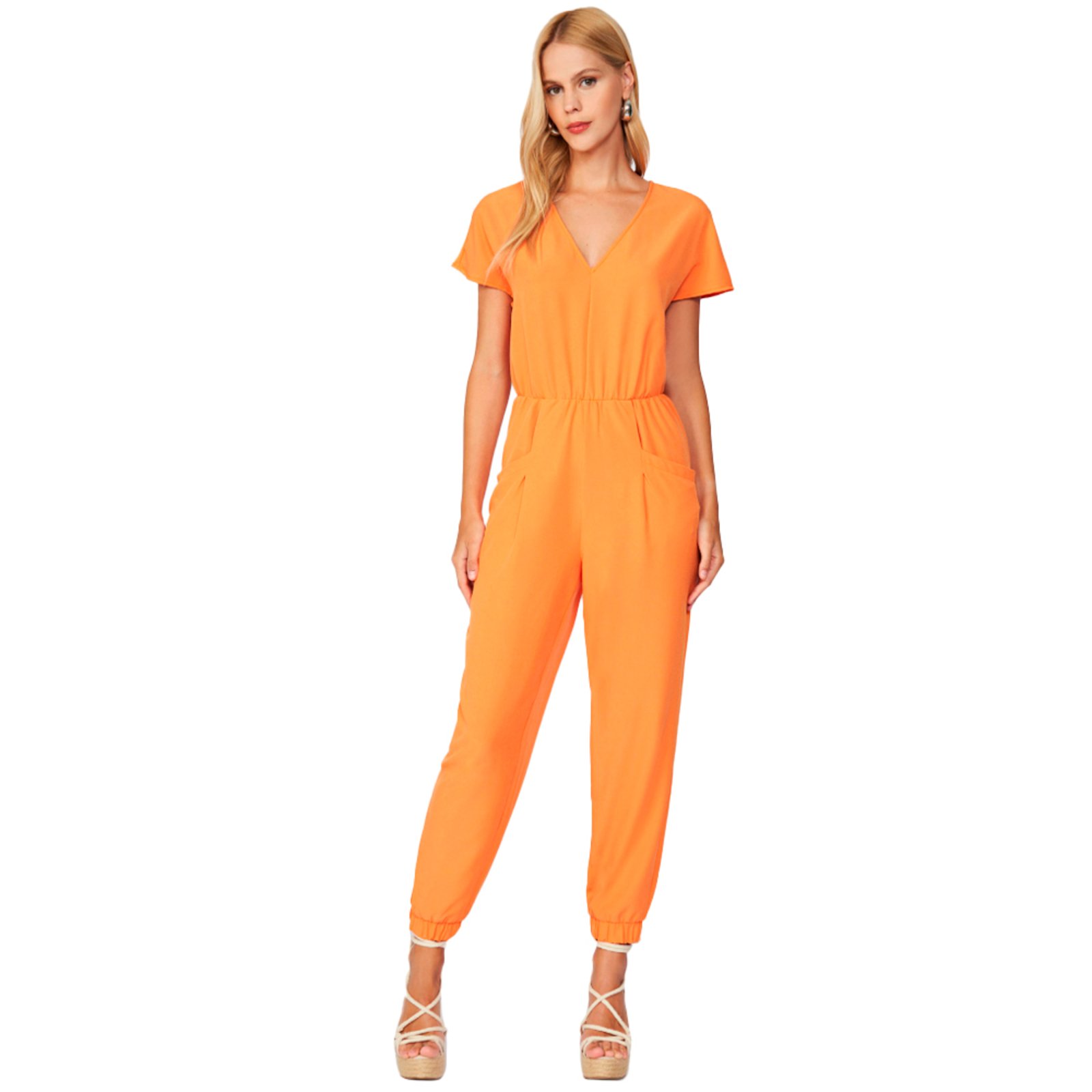 Macacão Acostamento Fashion Pr25 Laranja Feminino