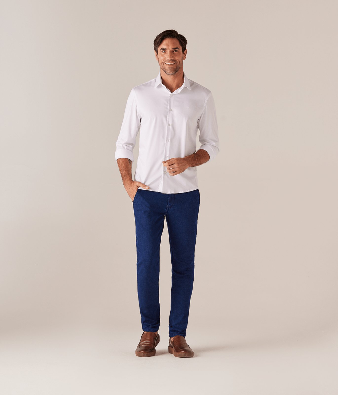 Calca Jeans Bolso-Faca Masculina Azul Medio