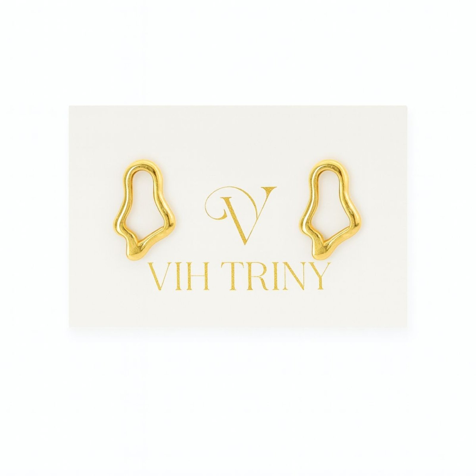 Vista 2 Brinco Vih Triny Orelhinha Orgânica Banhado a Ouro prata Vih Triny prata