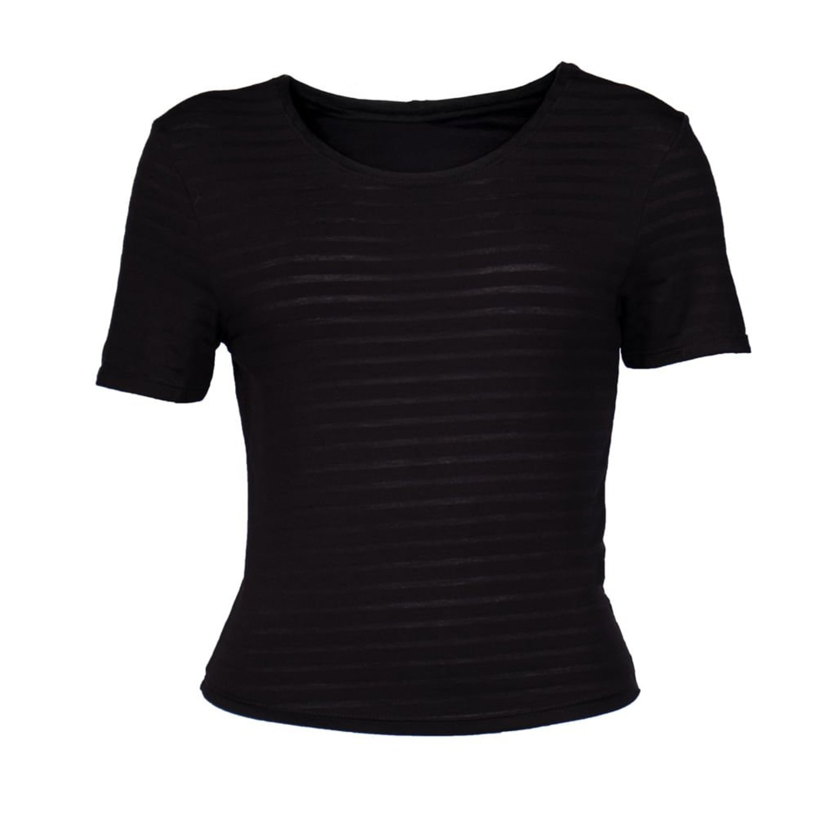 Blusa Feminina Cativa Listras com Transparência Preto