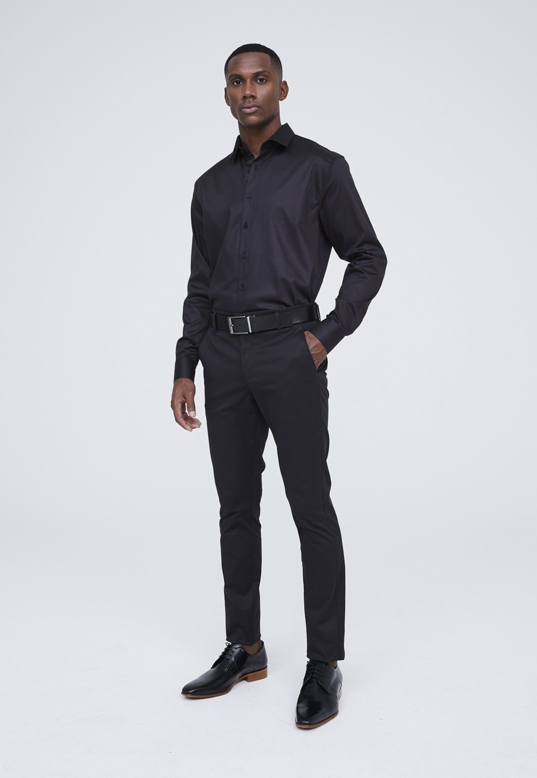 Vista 3 Calça Sarja Traymon Slim Algodão Egípcio preto Traymon preto