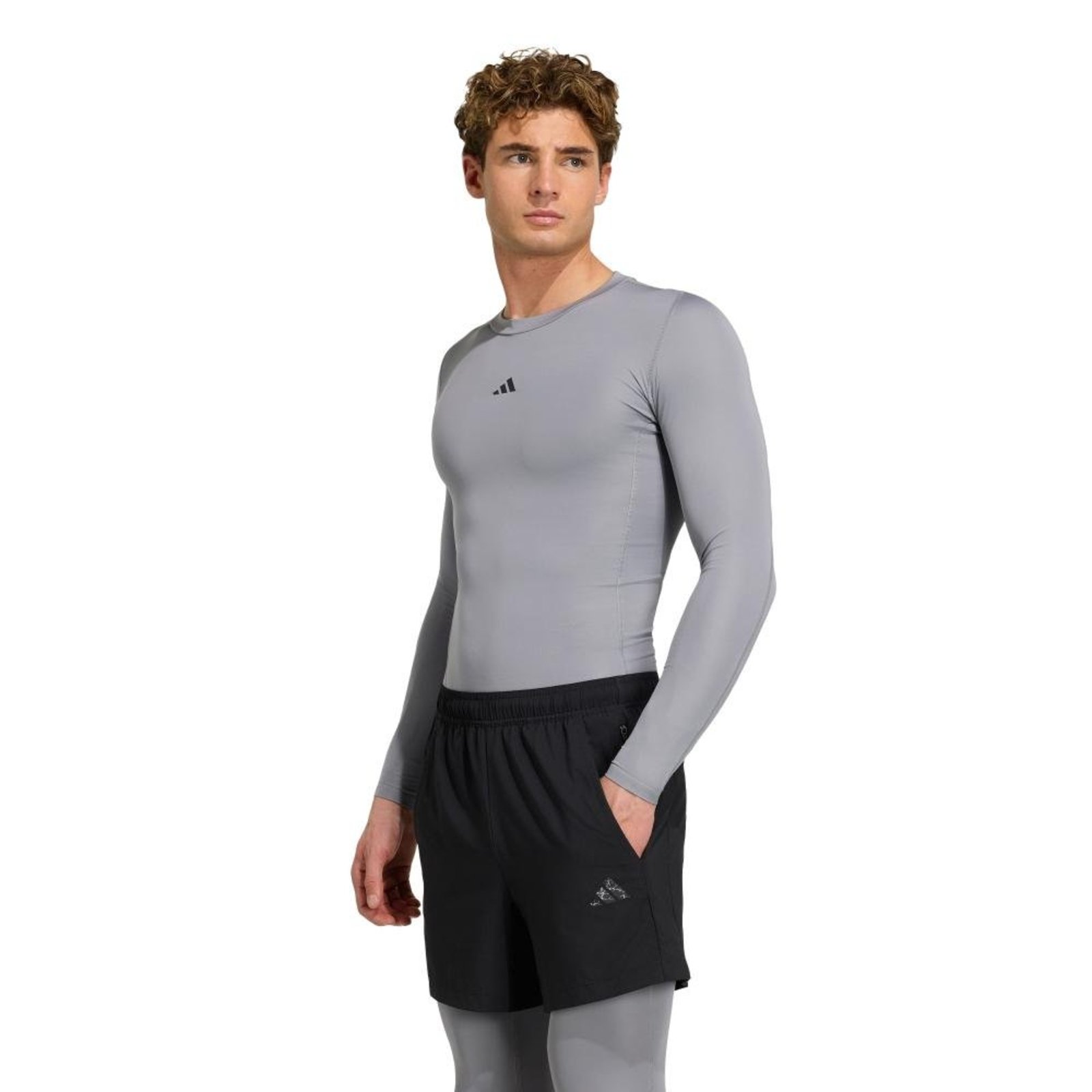 Camiseta Treino Manga Longa TECHFIT Compression adidas Performance Cinza