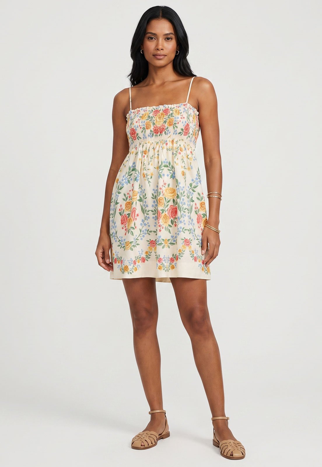 Vestido Feminino FARM Estampa Floral Branco