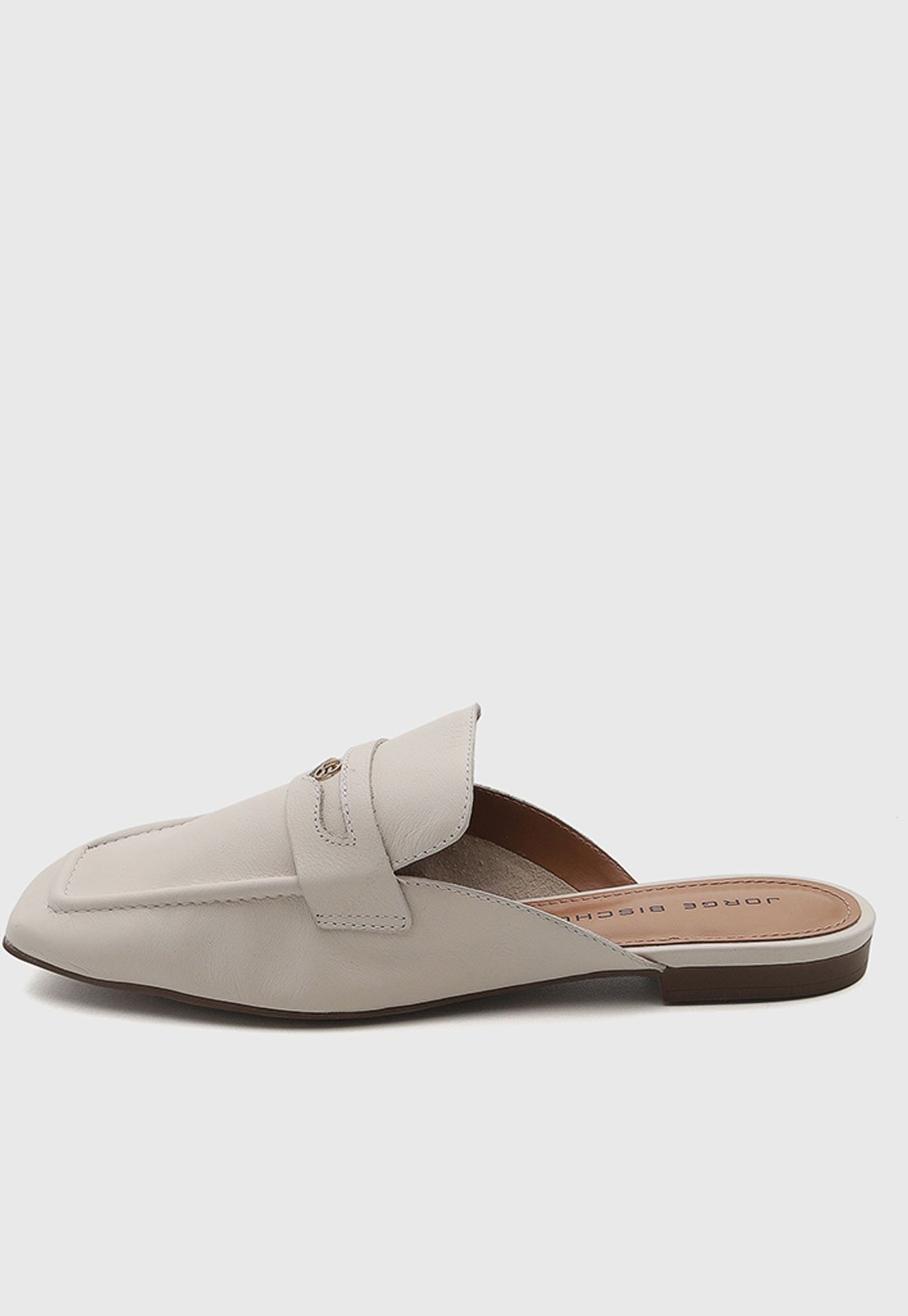 Mule Feminino Jorge Bischoff Couro Detalhe Dourado Off-White