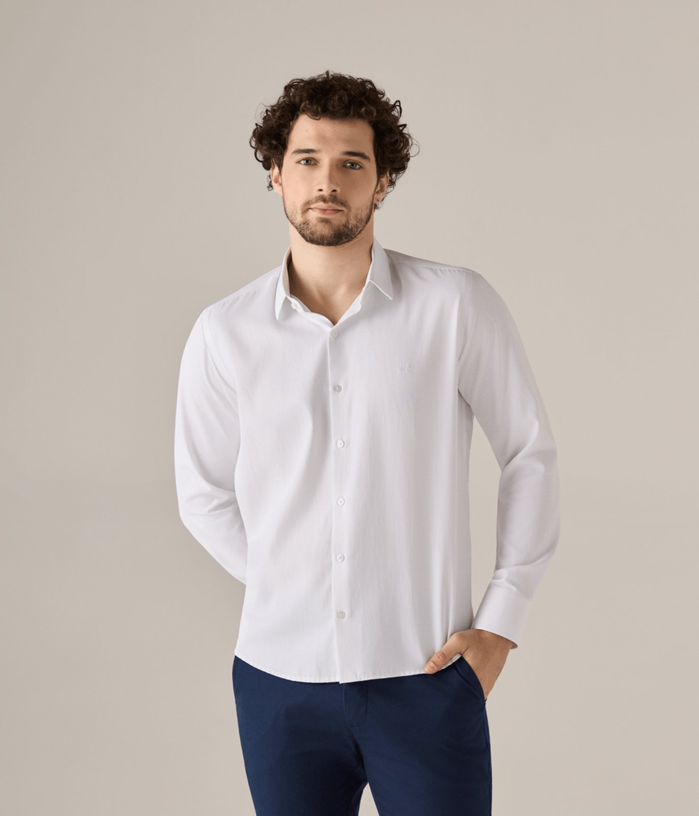 Camisa Makenji Comfort Maquinetada Masculina Branca