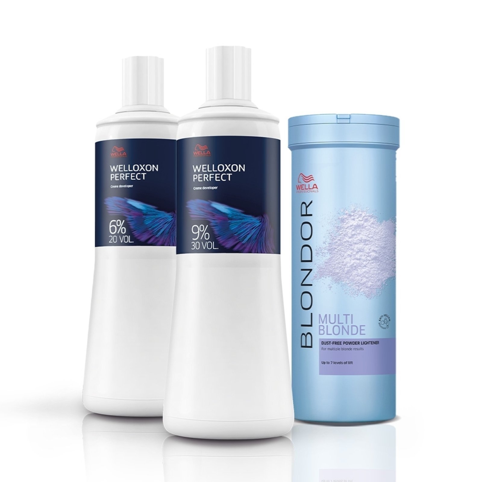 Kit Wella Blondor Pó Descolorante 400g + Oxidante 6% 20V 9% 30V (3 produtos)