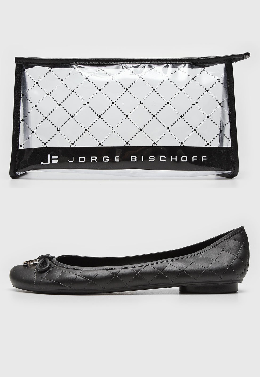 Kit Sapatilha Jorge Bischoff Matelassê Com Necessarie Preta