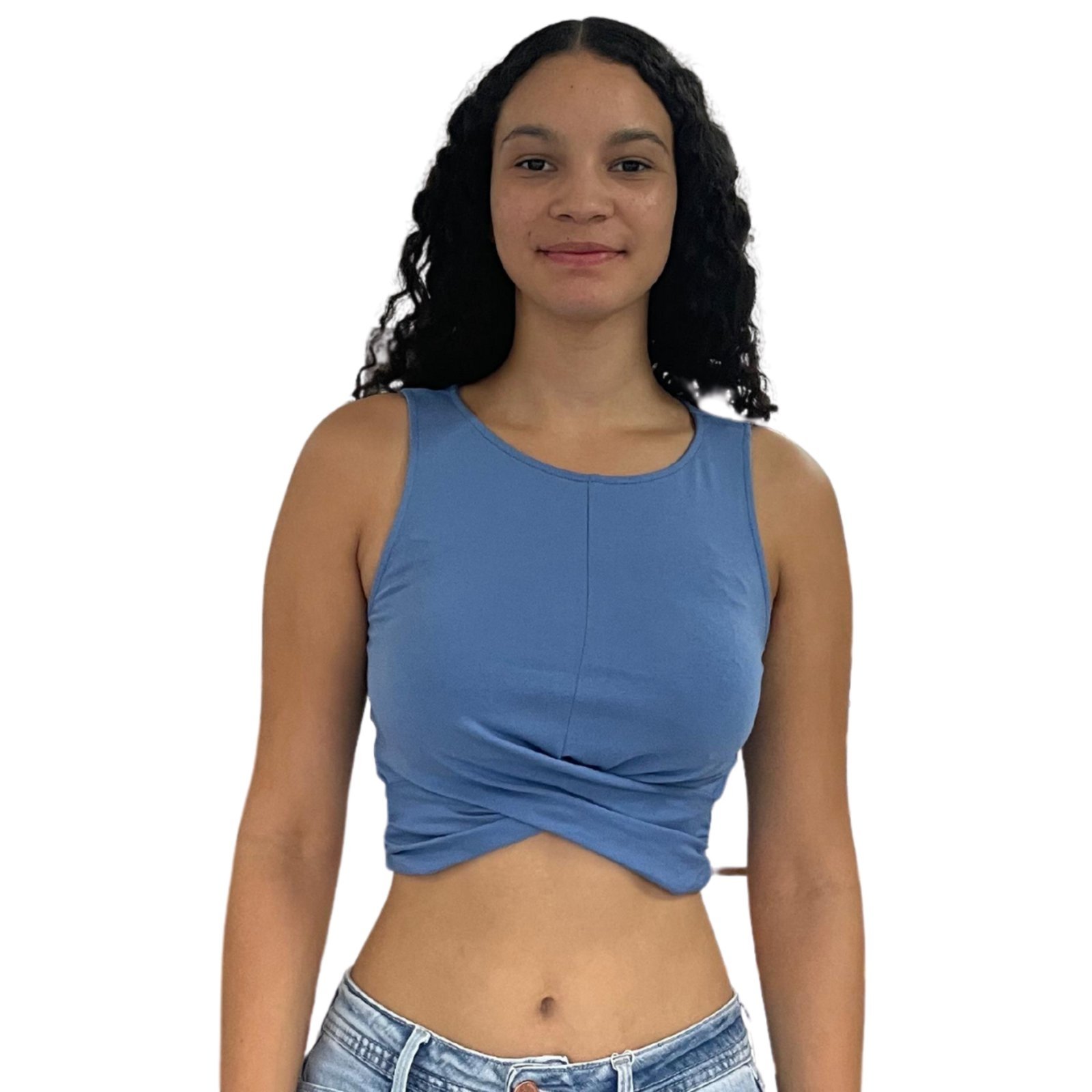 Blusa Regata Corpped Trançada Flor De Lis