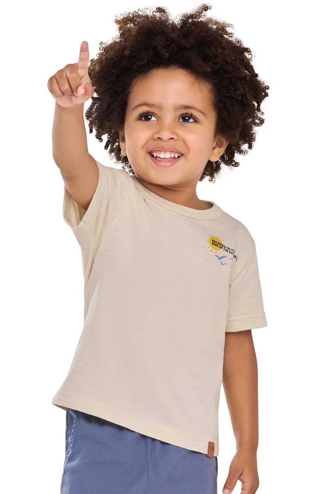 Infantil - Camiseta Menino Flamê Sol Elian Bege