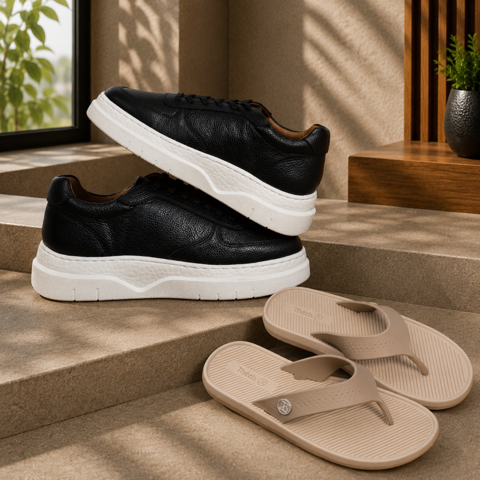 Sapato Casual Social Thalles + Chinelo Slide Mônaco ThézB