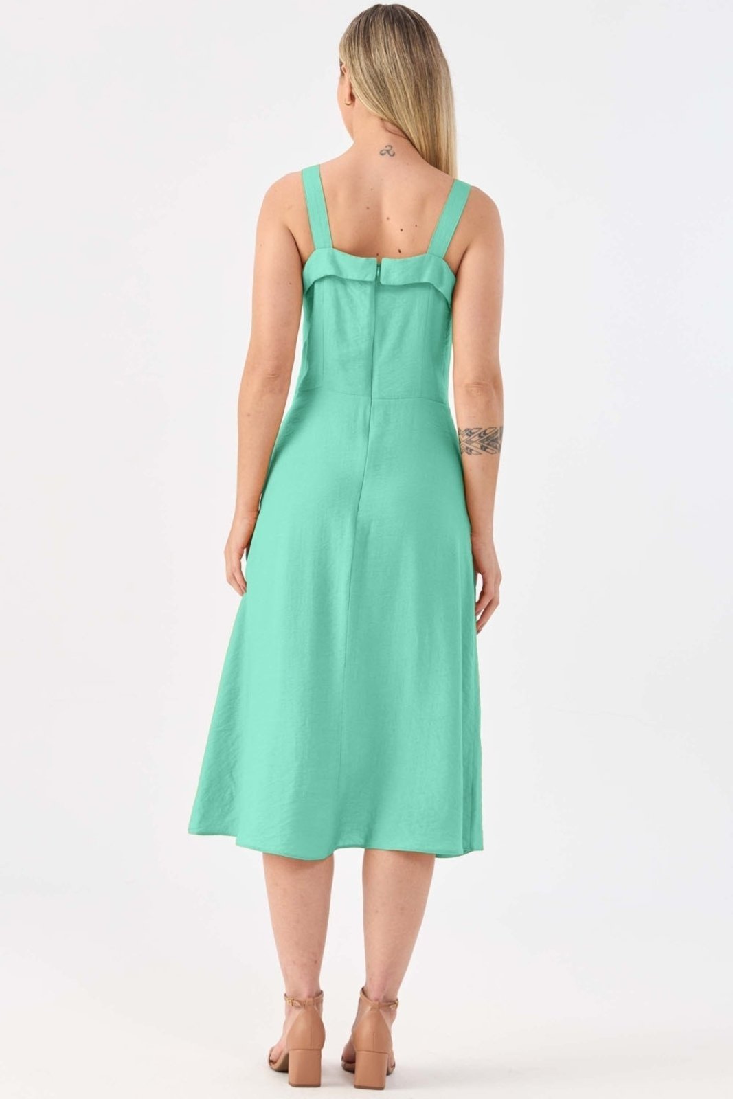 Vestido Midi PKS Viscose Com Cinto Verde