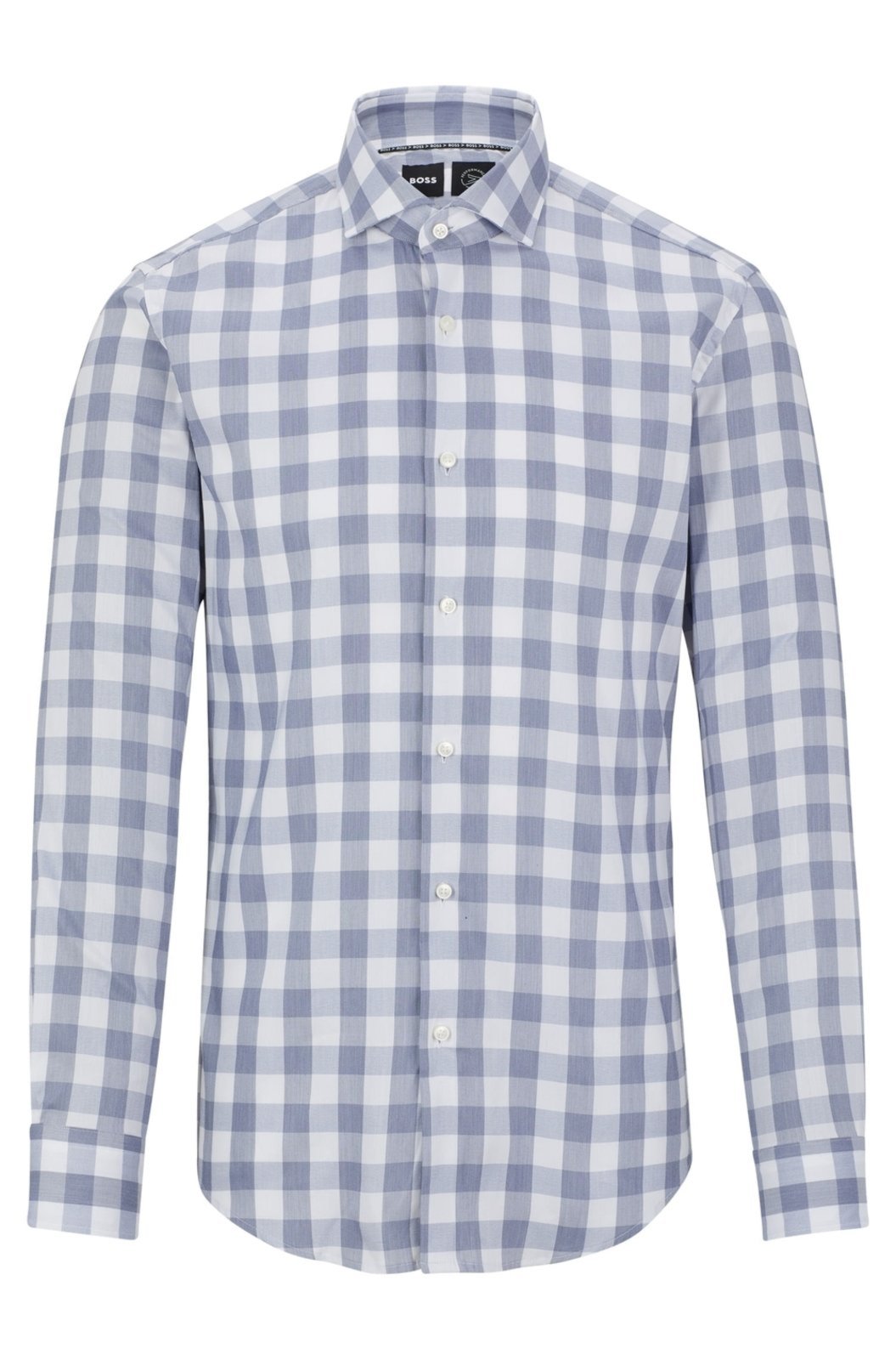 Camisa De Corte Slim Em Tecido De Algodão Estampado Azul – 37