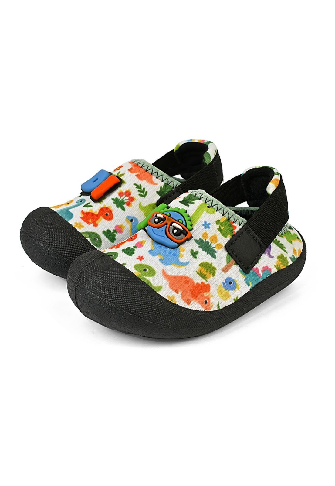 Vista 2 Infantil - Babuche Slip On Menino Sapatinho Confortável Colorido Dino branco/preto/verde branco/preto/verde