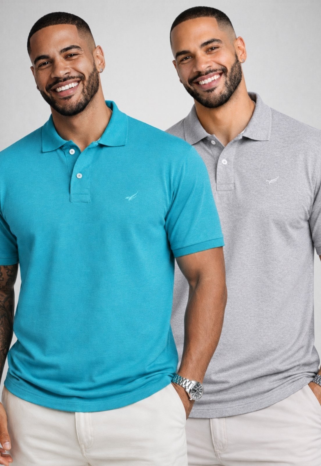 Kit 2 Camisa Polo Masculina Algodão Piquet Daze Modas Verde e Cinza