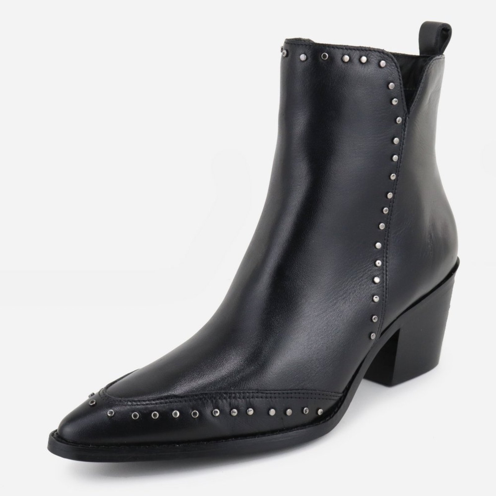 Bota Texana Country Western Cravo Em Couro Feminina Bico Fino Maria Paula Preto