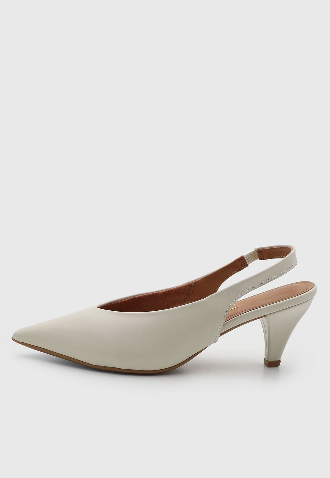 Scarpin Feminino Vizzano Salto Baixo Bico Fino Off-White