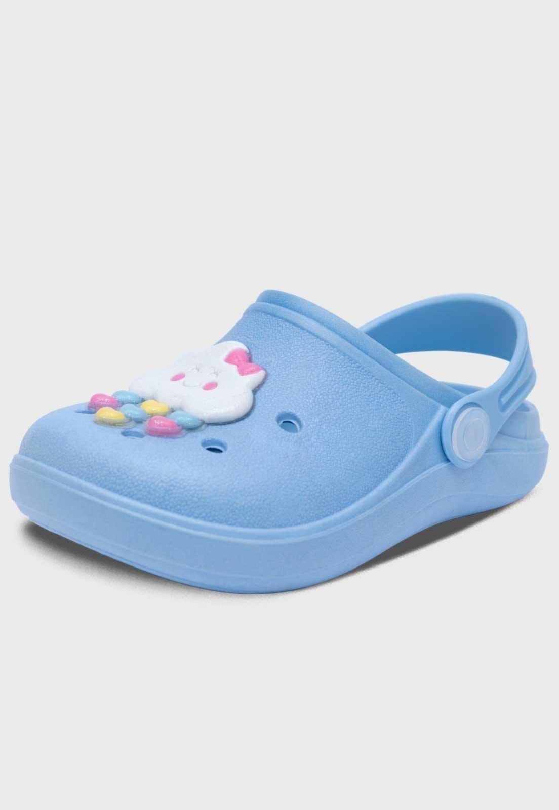 Infantil – Babuche Feminino Popidi Menina Chuva de Amor Azul