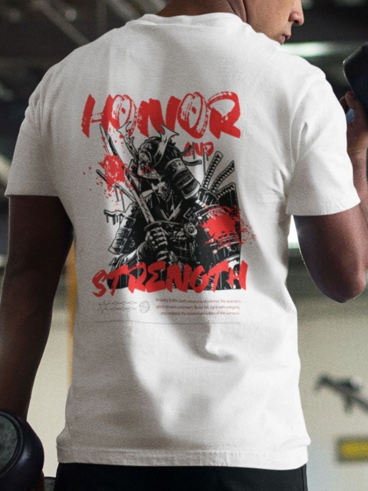 Vista 3 Camiseta Masculina GuGi Honra Samurai preto Gugi preto