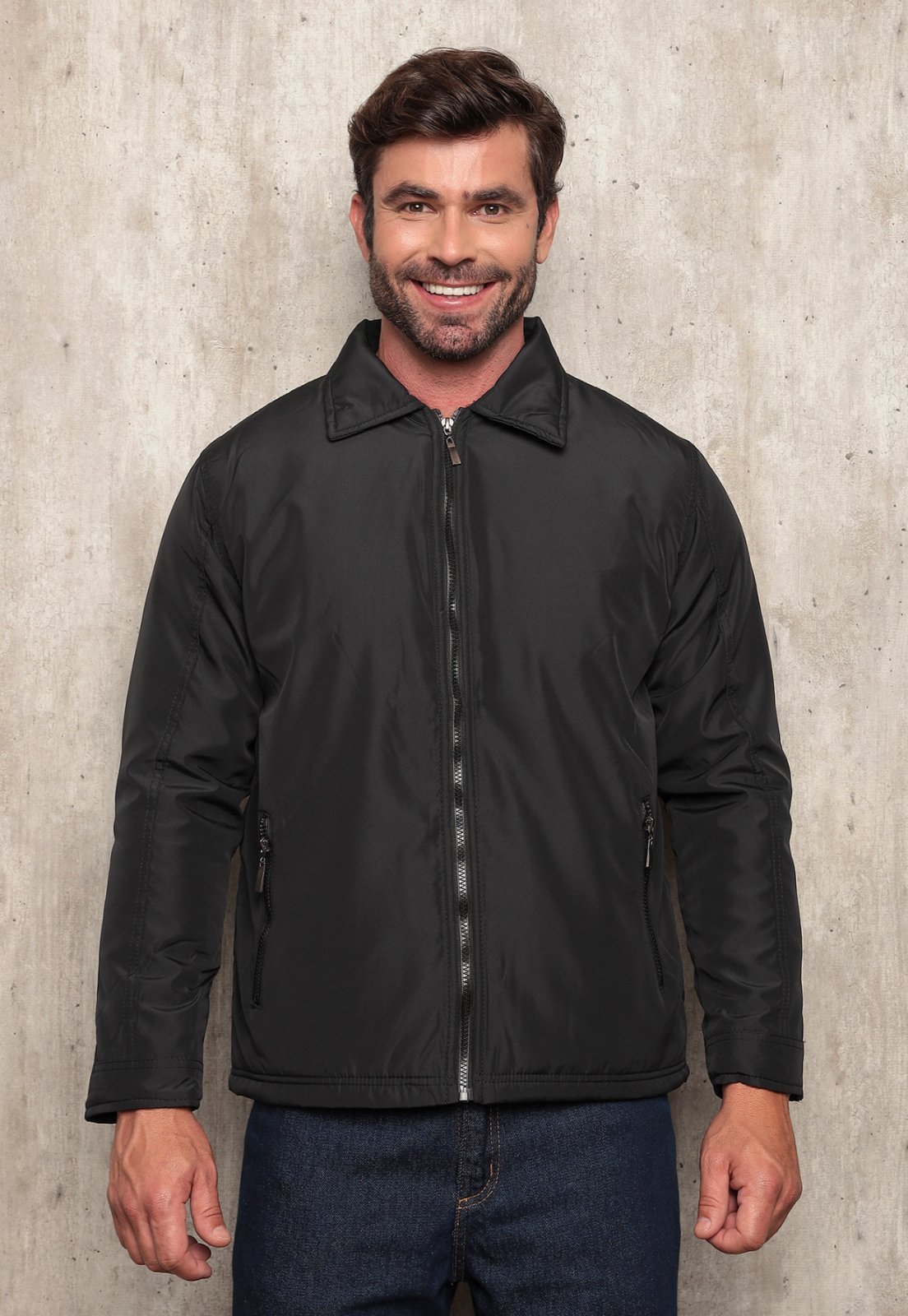 Vista 2 Jaqueta Masculina TexJeans Preta Classic Forro e Bolso Funcional preto preto