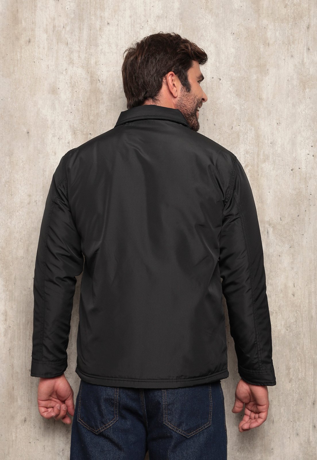 Vista 3 Jaqueta Masculina TexJeans Preta Classic Forro e Bolso Funcional preto preto