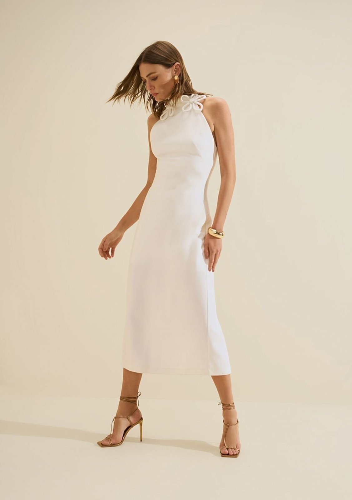 Vestido Gola Alta Origem - Off-white