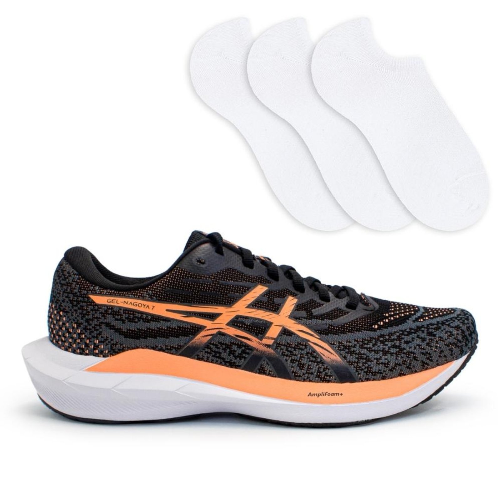 Tênis Asics Masculino Gel-Nagoya 7 Corrida + 3P de Meias Preto