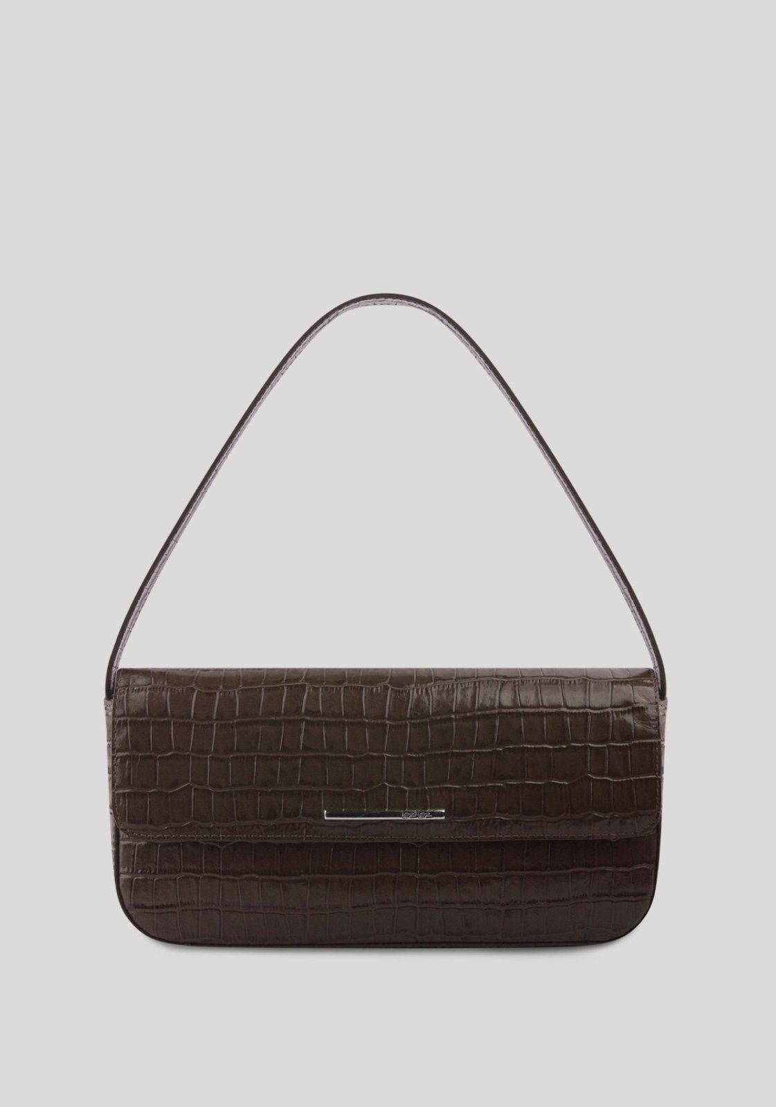 Bolsa Média Em Couro Croco Com Alça Larga Única