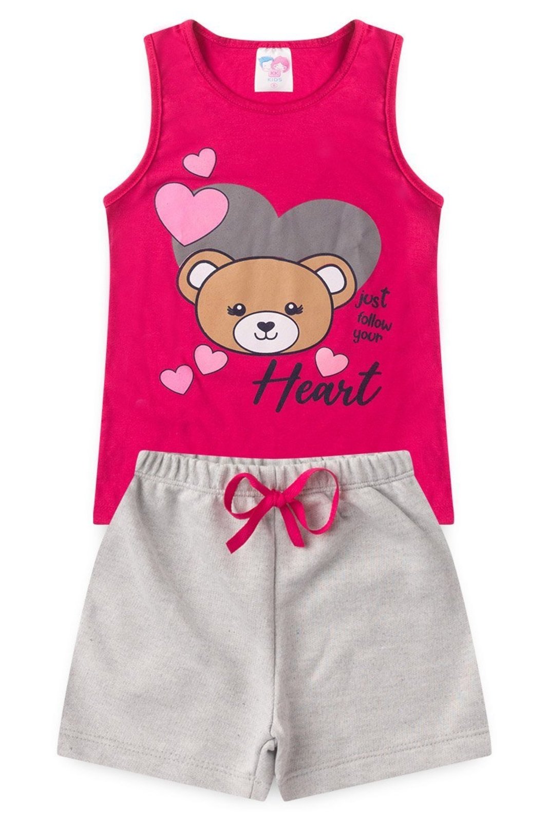 Infantil - Conjunto para Menina Regata e Shorts Urso - KK