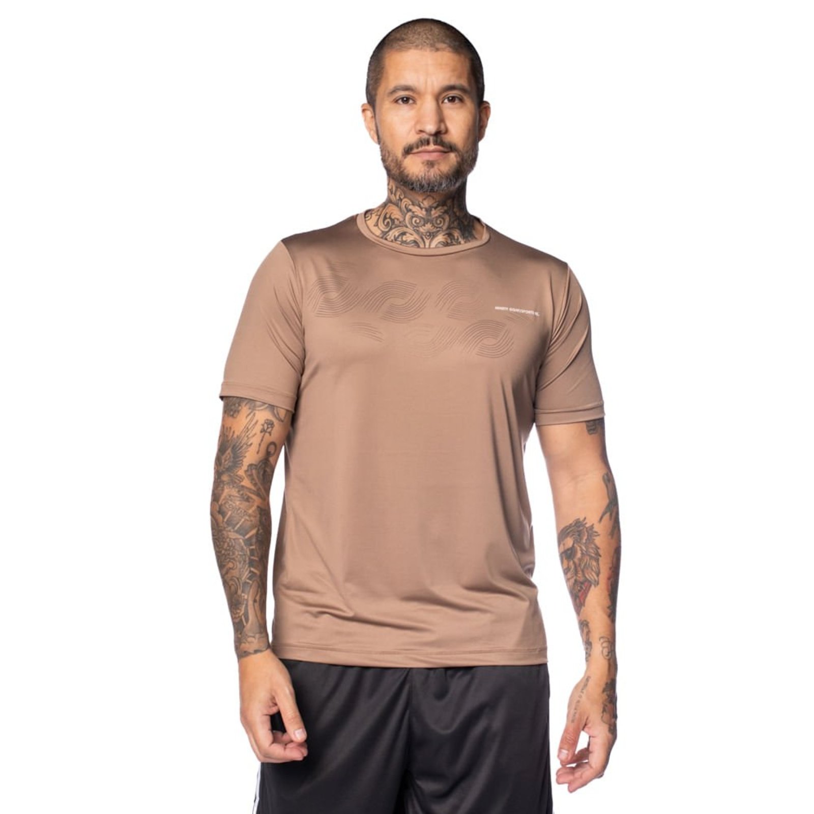 Vista 2 Camiseta Masculina Ninety Eight N-Dry Ondas Claro marrom Ninety Eight marrom