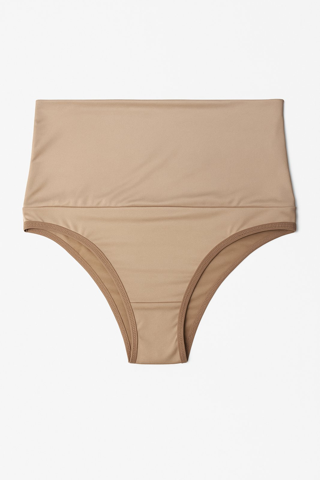 Cinta Vekyo Alta Suplex Compressão Cós Duplo Feminina Pós-Parto Não Enrola 15 cm Bege