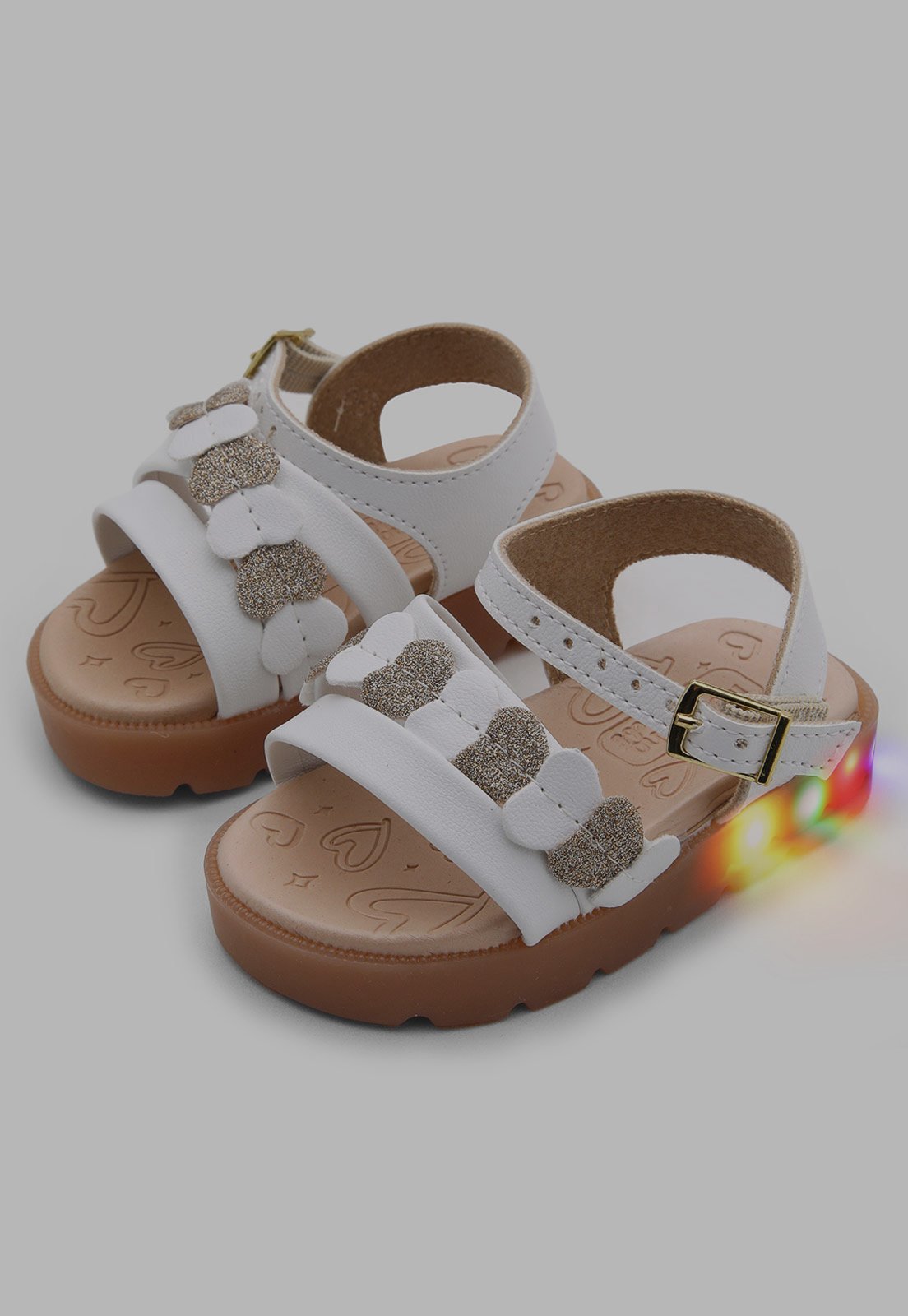 Infantil - Sandália Molekinha Led Glitter Branca