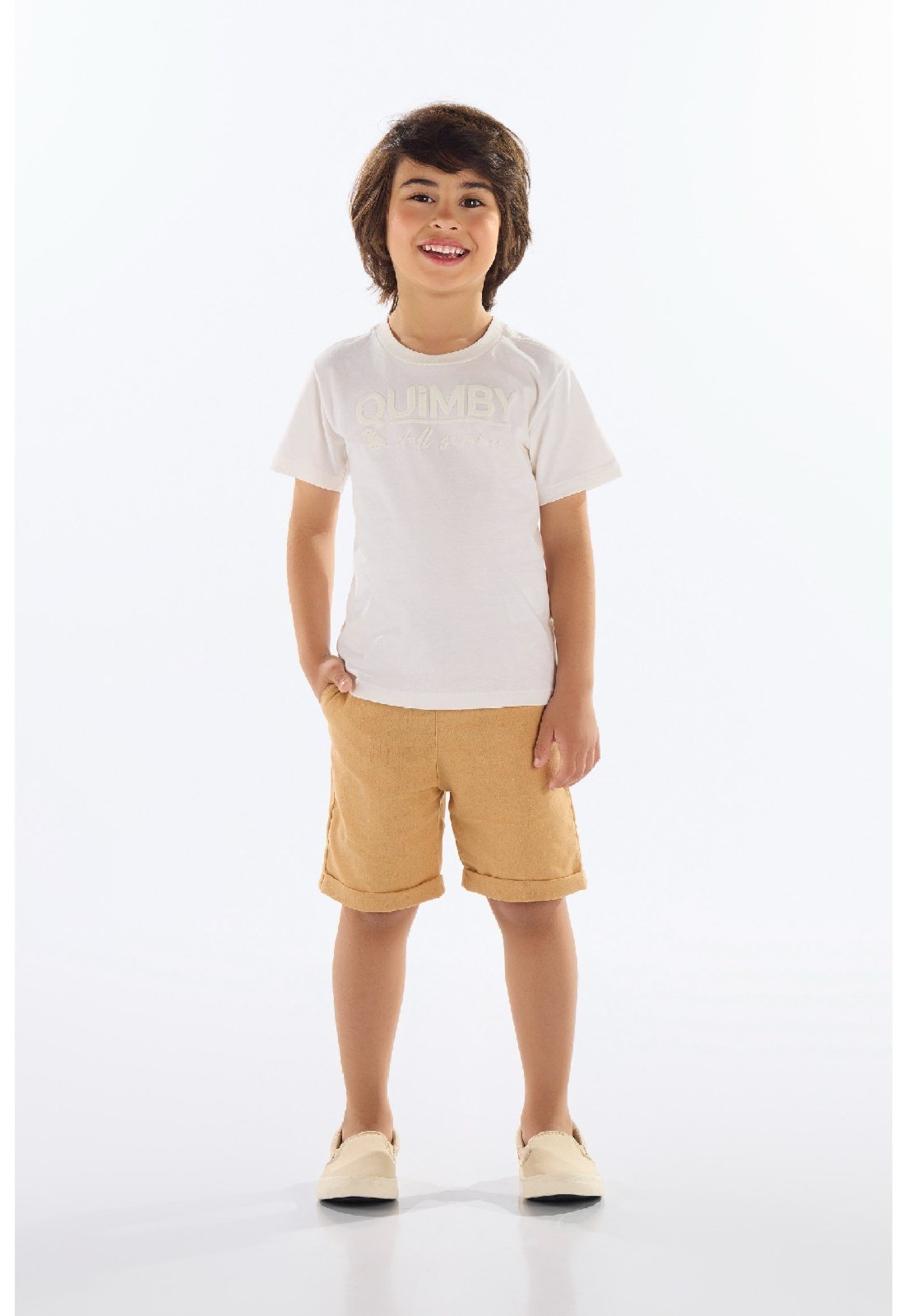 Vista 2 Infantil - Camiseta Menino em Meia Malha Quimby azul Quimby azul