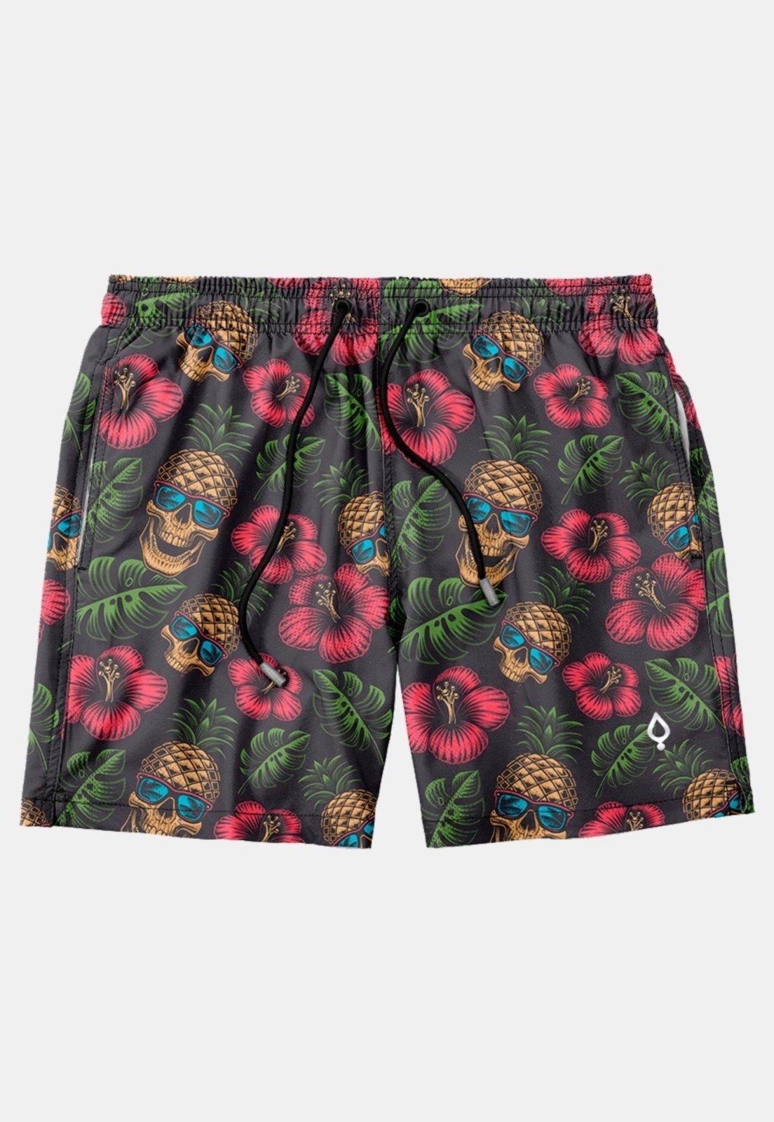 Short e Bermuda Praia Caveira Abacaxi Tactel Básico Mauricinho Moda Básica Preto