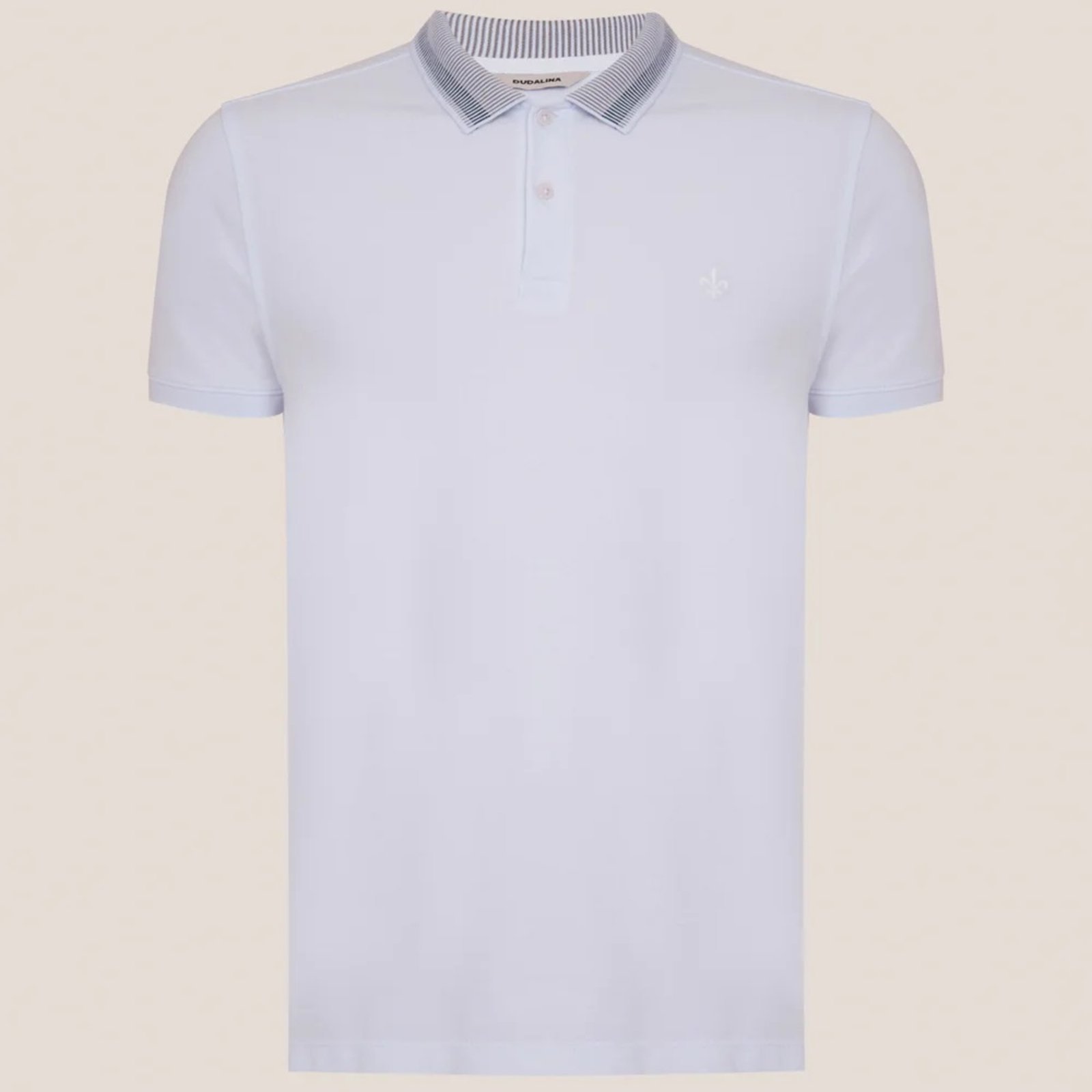 Camisa Polo Dudalina Gola Jacquard Pr26 Branco Masculino