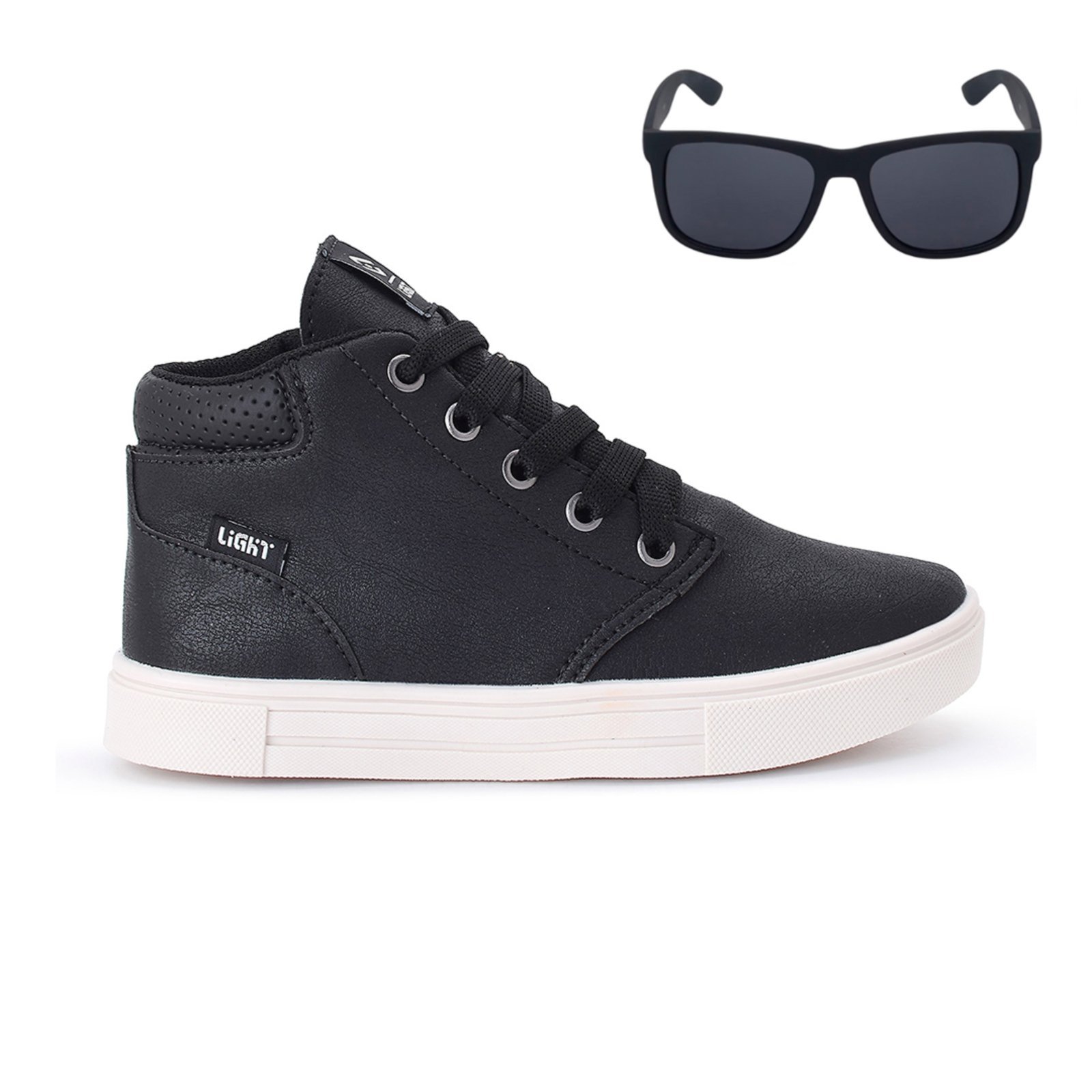 Infantil – Tenis Botinha Meninos Casual Cano Alto Confortavel + Oculos Preto