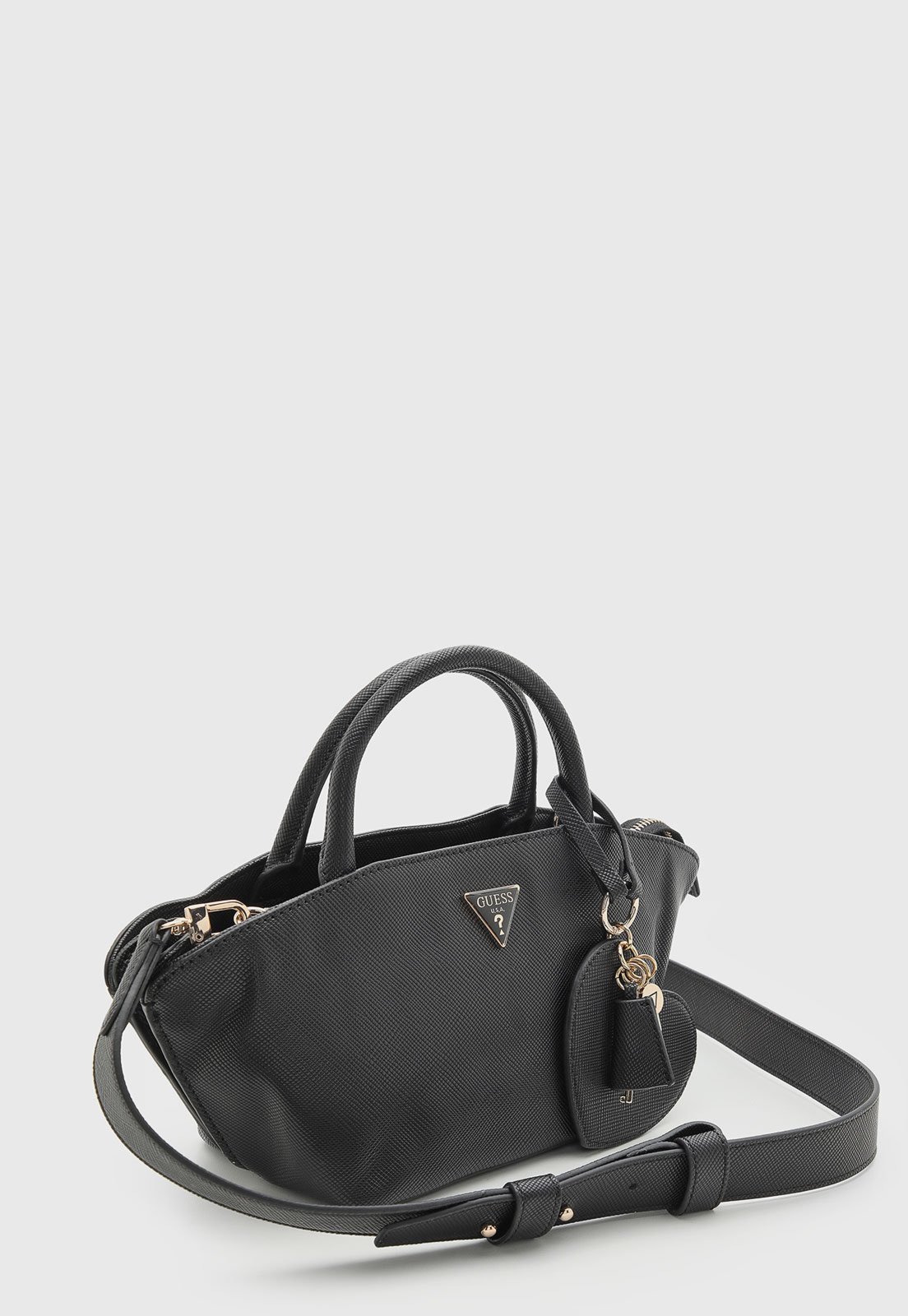 Vista 3 Bolsa Grande Guess Acabamento Texturizado Preta preto preto