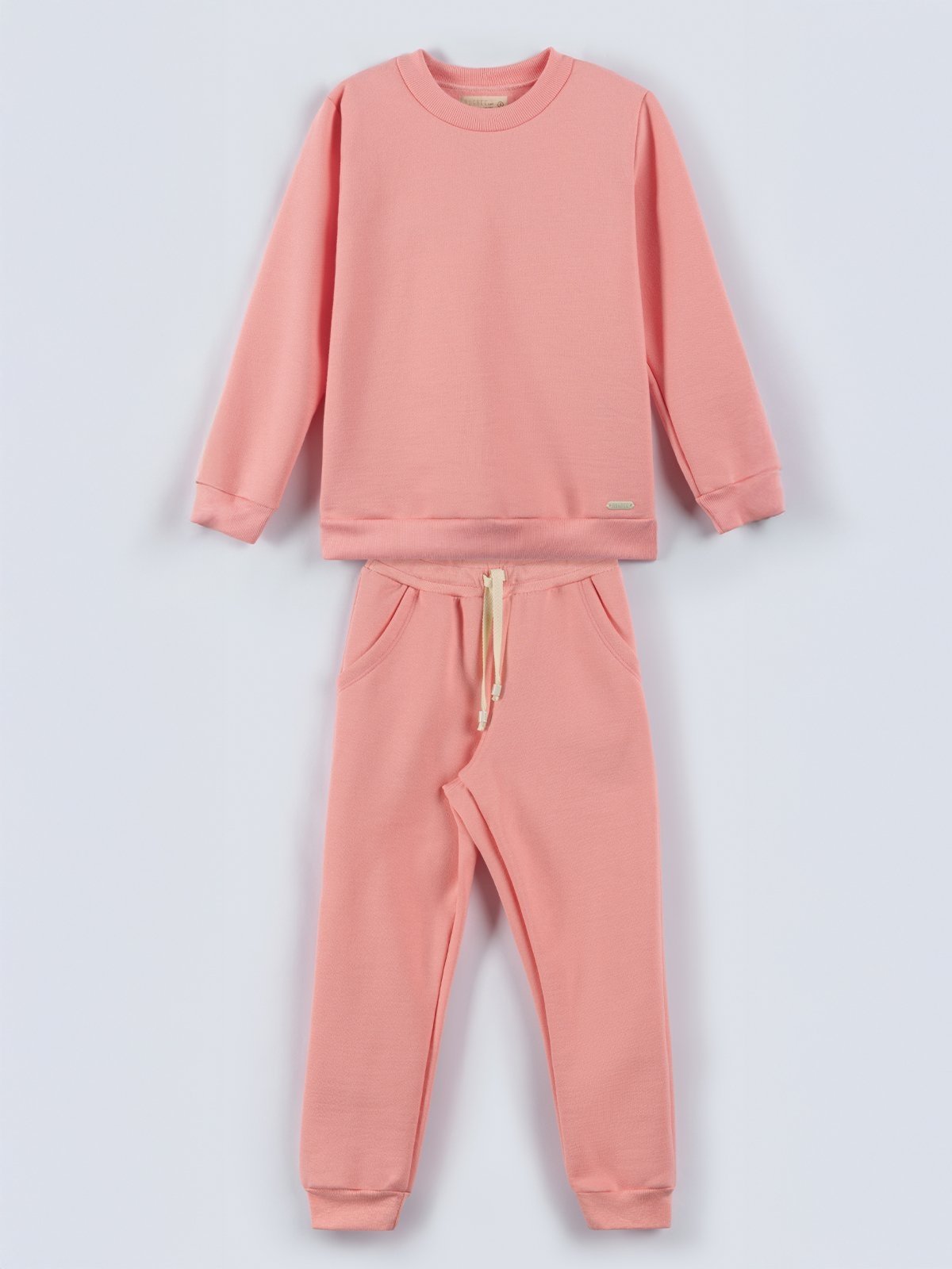 Vista 2 Infantil - Conjunto Moletom Bugbee Menina Casaco Manga Longa Gola Redonda e Calça com Bolso e Amarração Frontal Candy rosa Bugbee rosa