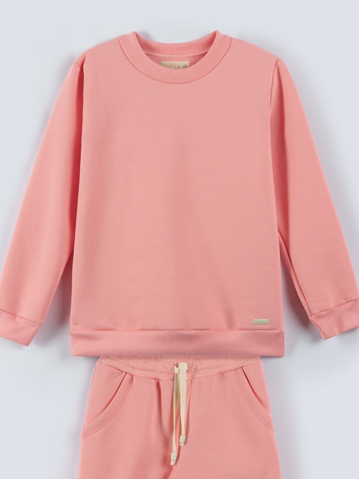 Vista 3 Infantil - Conjunto Moletom Bugbee Menina Casaco Manga Longa Gola Redonda e Calça com Bolso e Amarração Frontal Candy rosa Bugbee rosa
